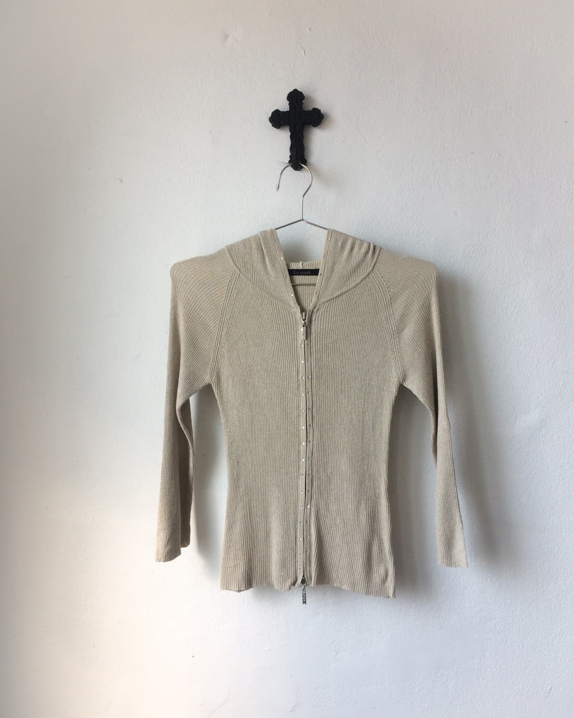 Cubic point ribbed hood zip up 상품이미지2
