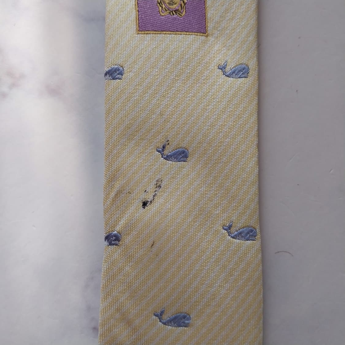 베르사체 실크 레몬 올오버 고래 패턴 넥타이 9.1cm B등급 K1918 상품이미지9