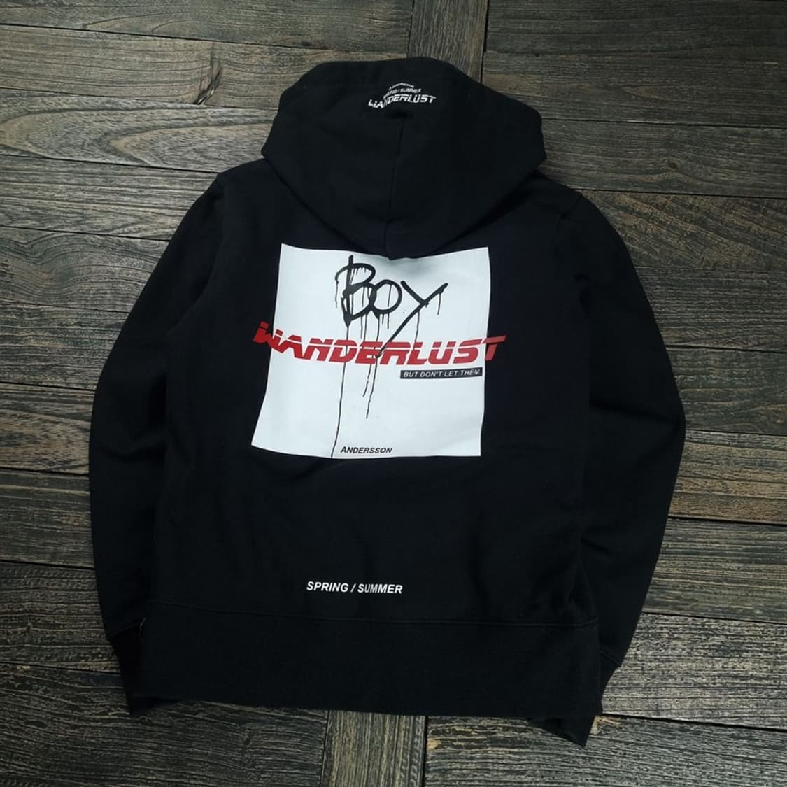 [앤더슨벨] 그래픽 프린팅 후드티 블랙 M18747 상품이미지1