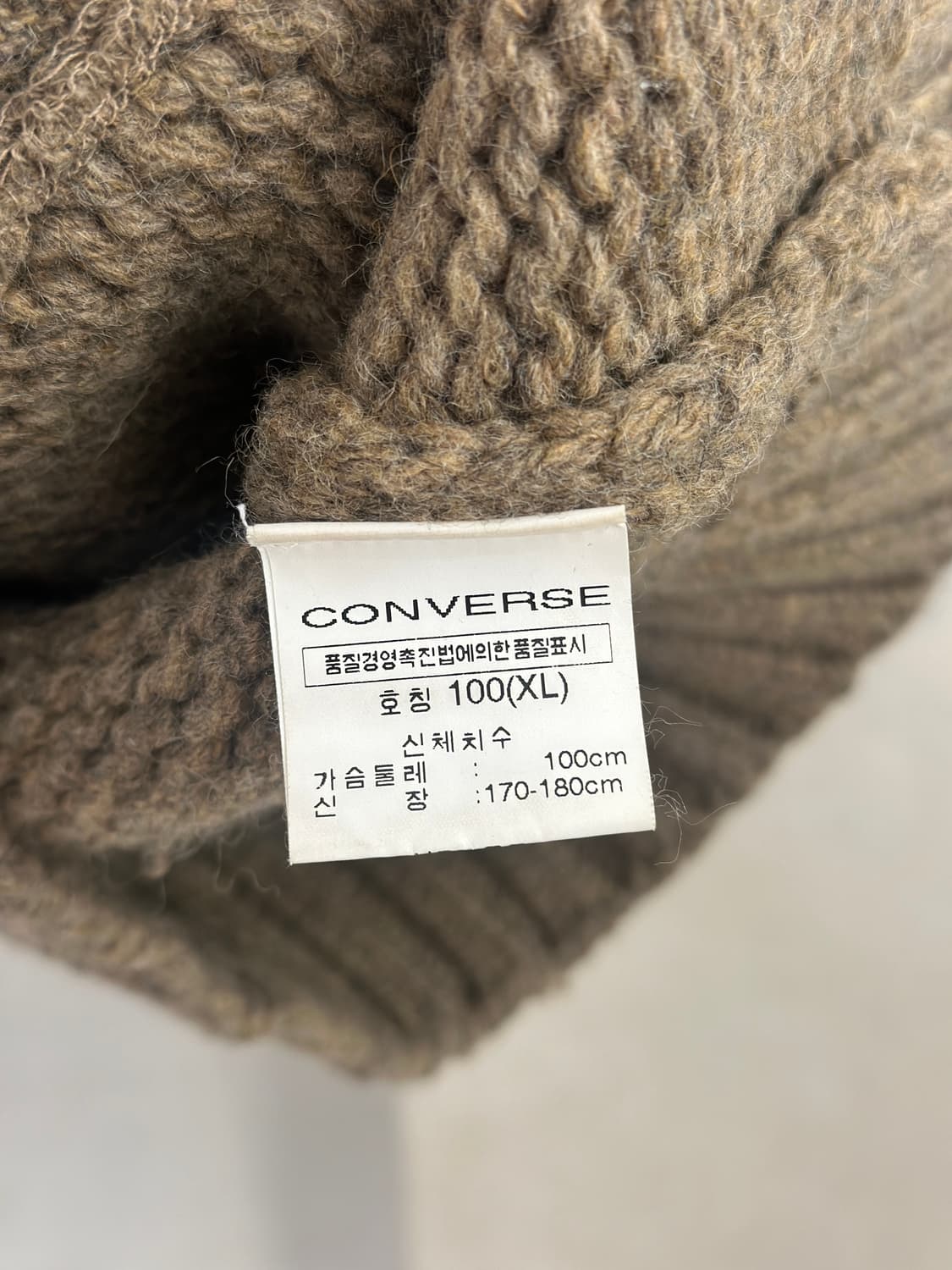 컨버스 브라운 빅로고 헤비 울 니트집업 상품이미지5