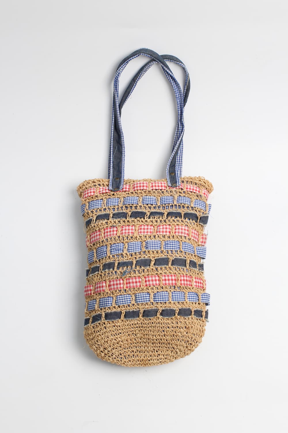  Rafia Weaving Gingham tote bag 상품이미지1