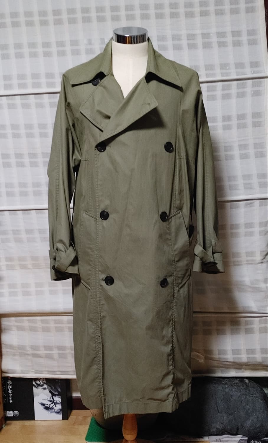 (한섬) 시스템 옴므 오버핏 카키 트렌치 롱코트 100 상품이미지3