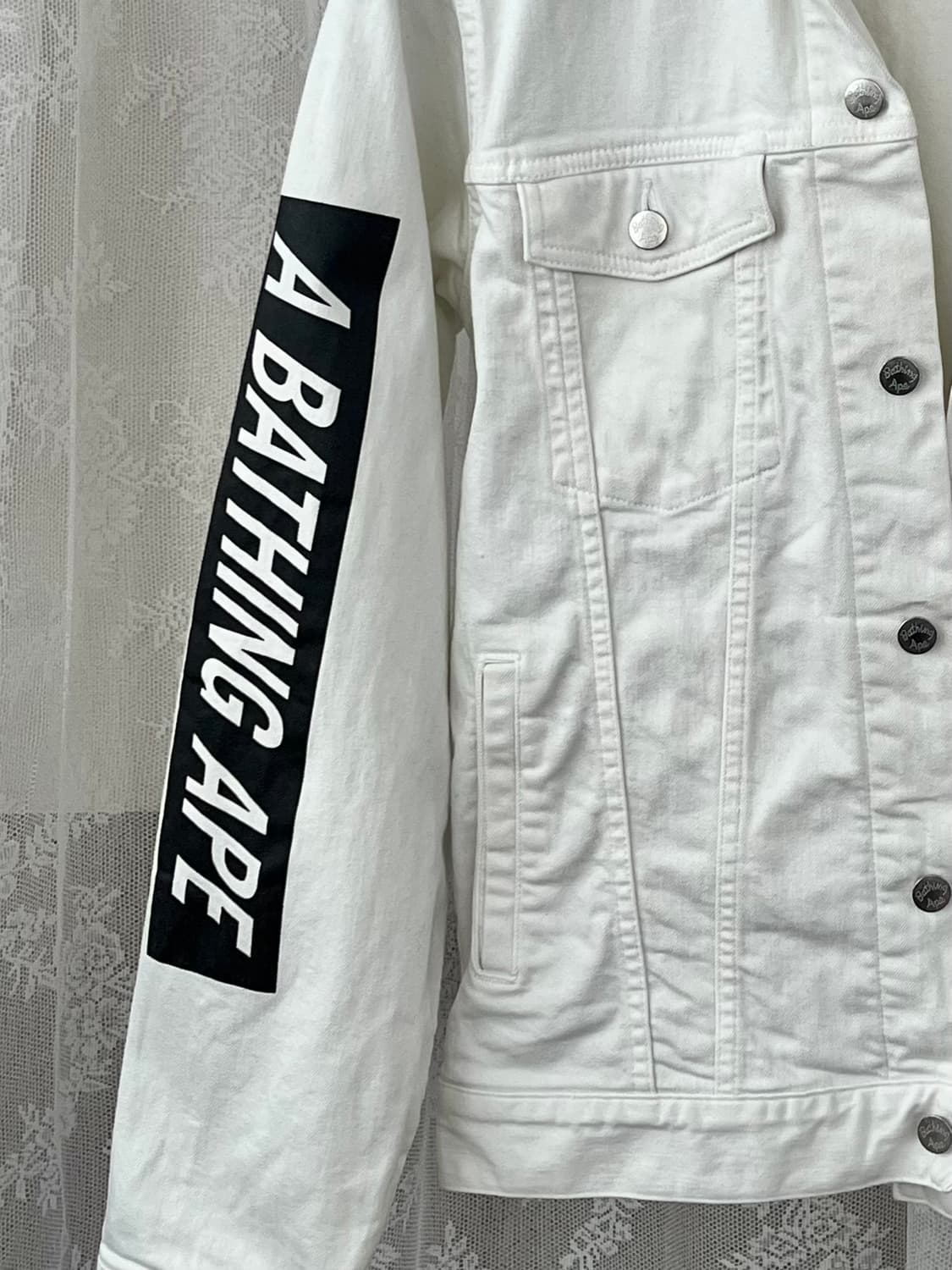 XL) A Bathing Ape 베이프 데님 자켓 화이트 상품이미지4
