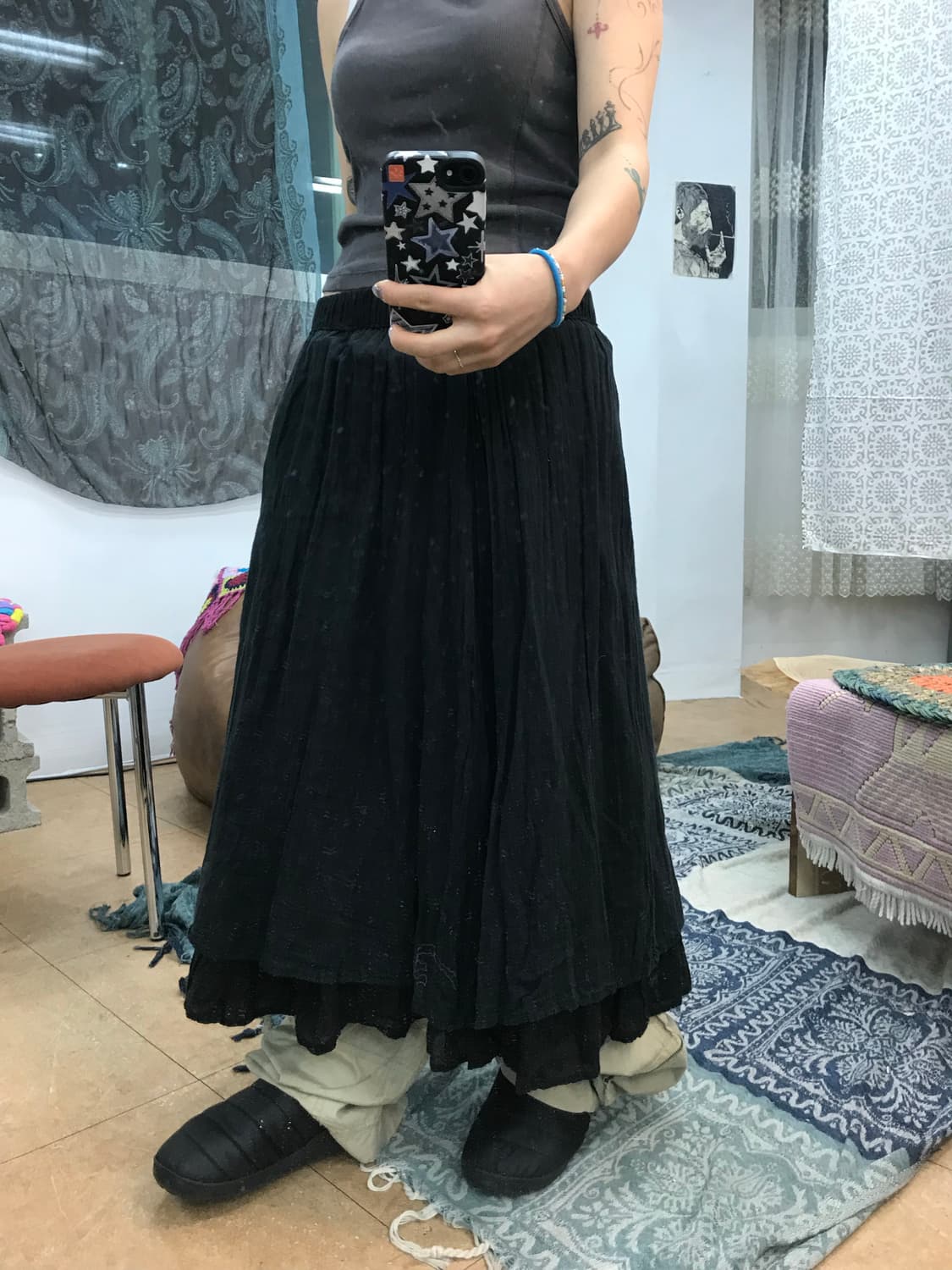 빈티지 여성 밴딩 린넨 스커트  상품이미지1