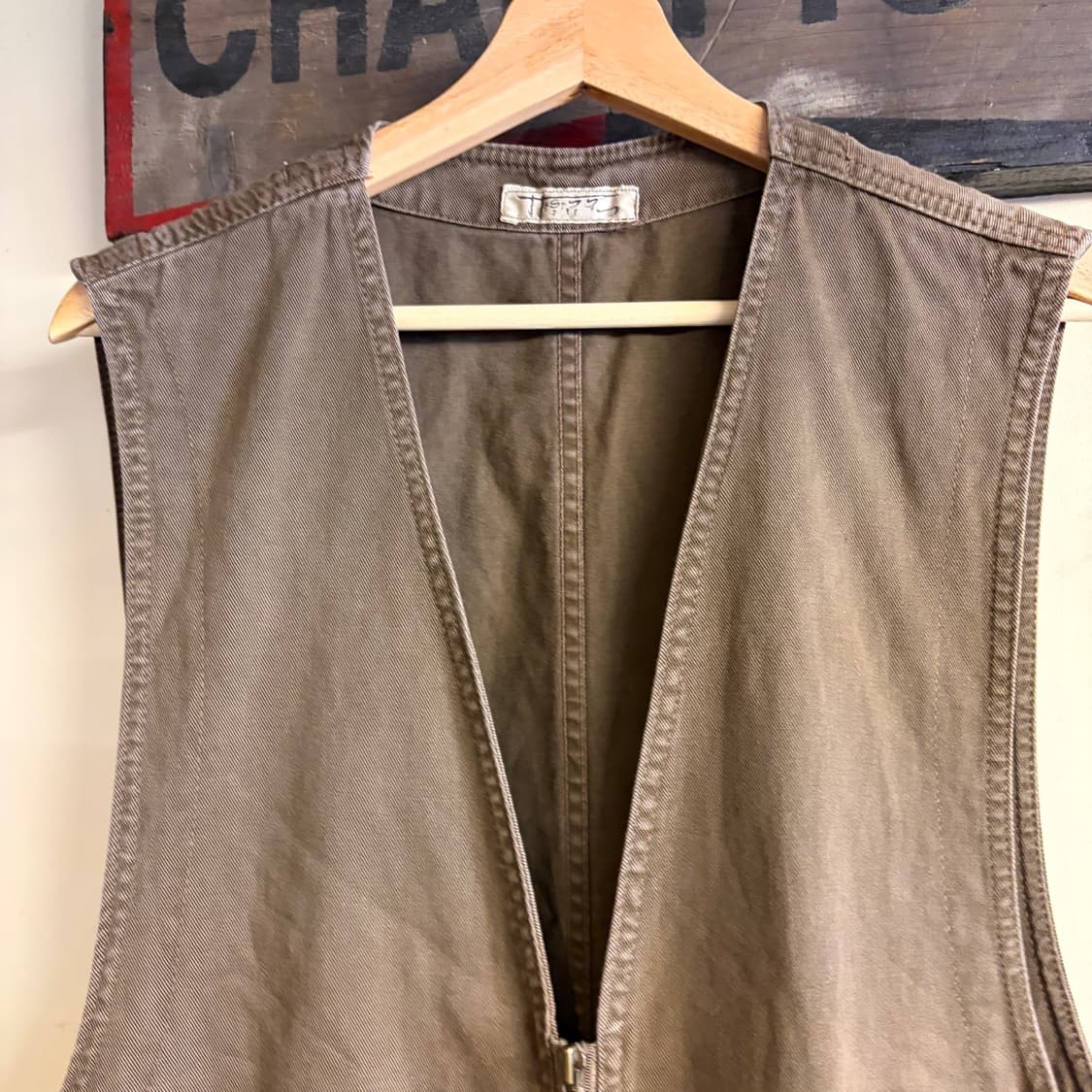 Vintage Brown Zip Work Vest 상품이미지2