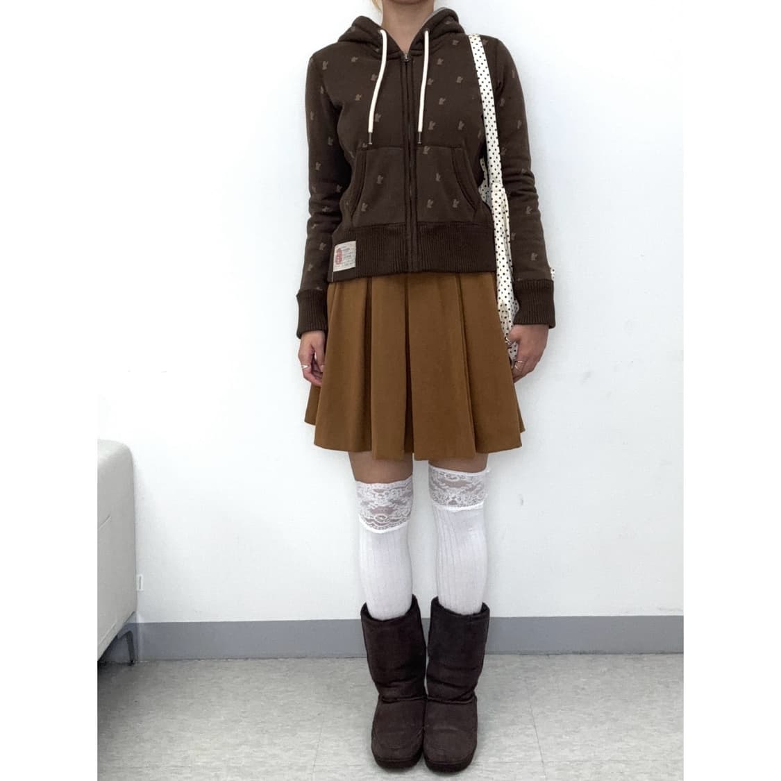빈티지 브라운 기모 후드 집업 상품이미지2