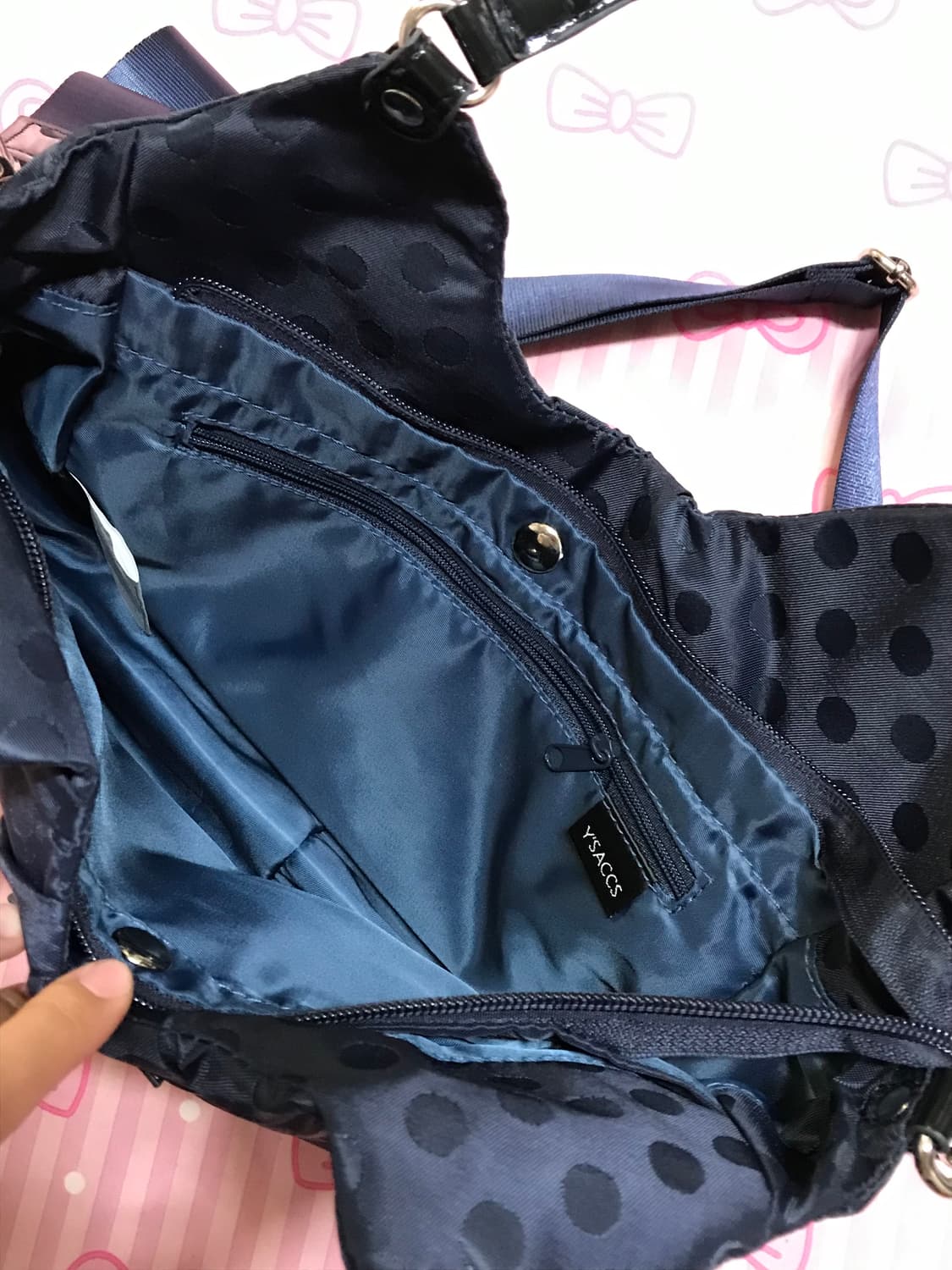 요지야마모토 네이비 도트 투웨이 가방 상품이미지3