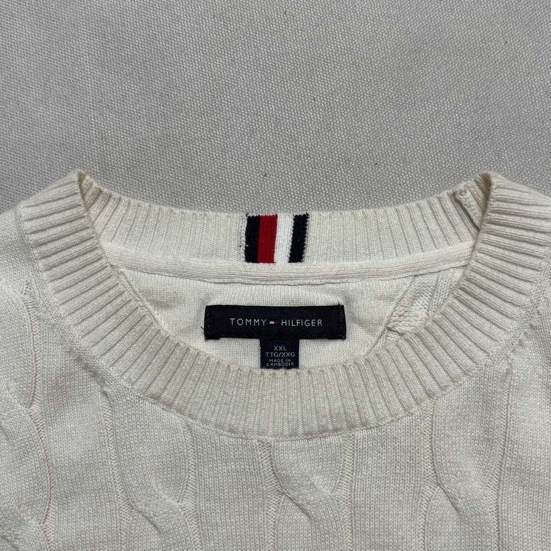 2XL 타미힐피거 화이트 케이블 니트 상품이미지4