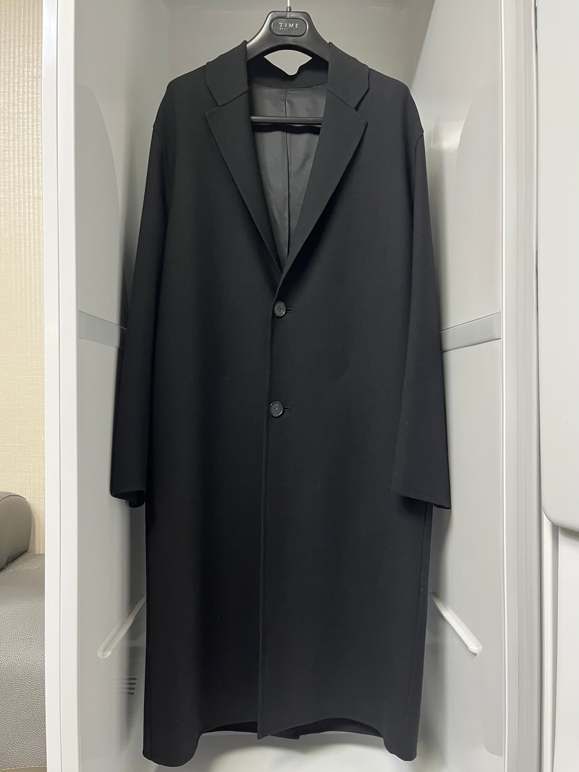 타임옴므 블랙 세미오버핏 롱코트 95사이즈 상품이미지1