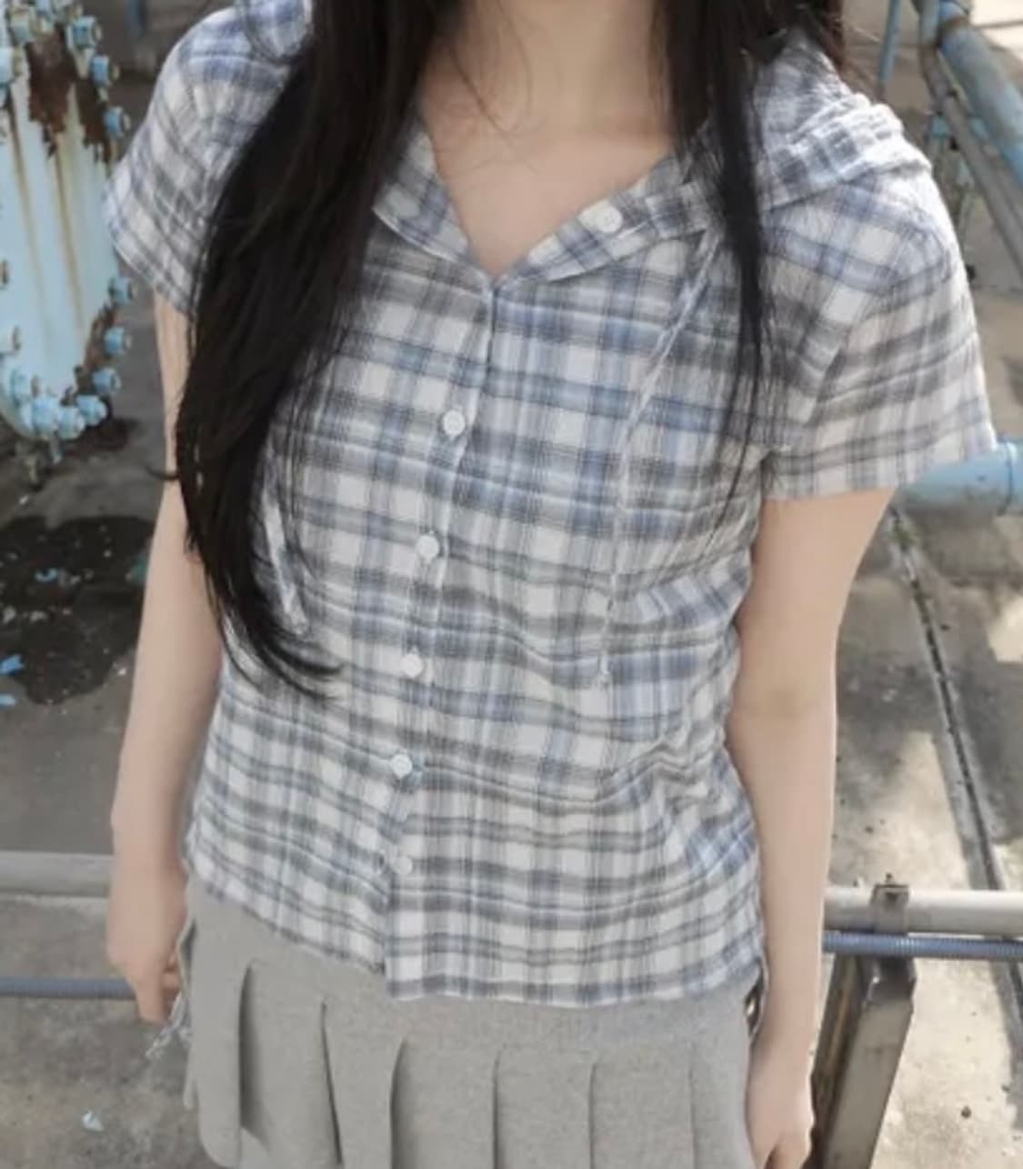 체크후드 반팔 남방  상품이미지1