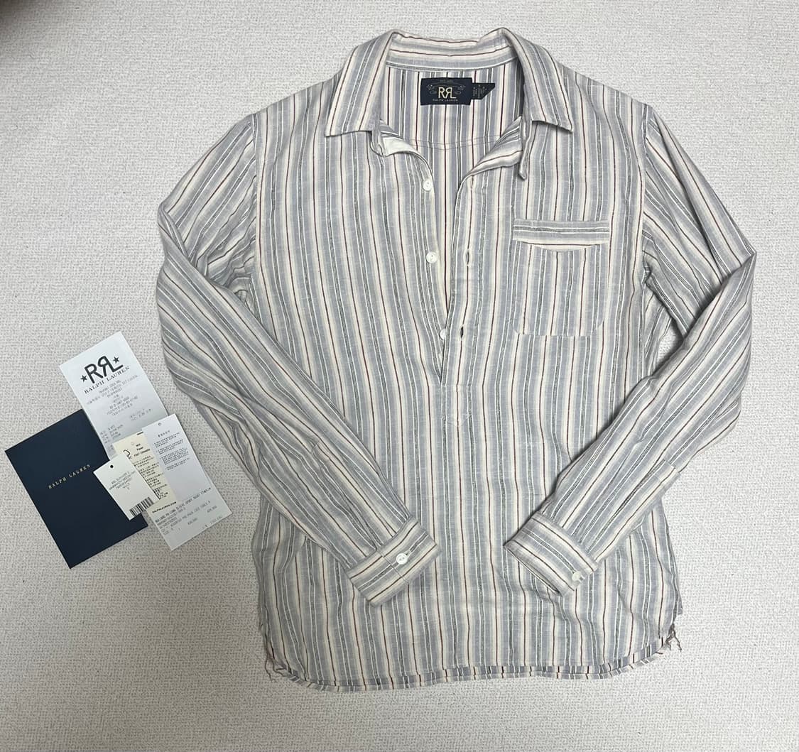 RRL더블알엘 스트라이프 트윌 팝오버 셔츠(s사이즈) 상품이미지1