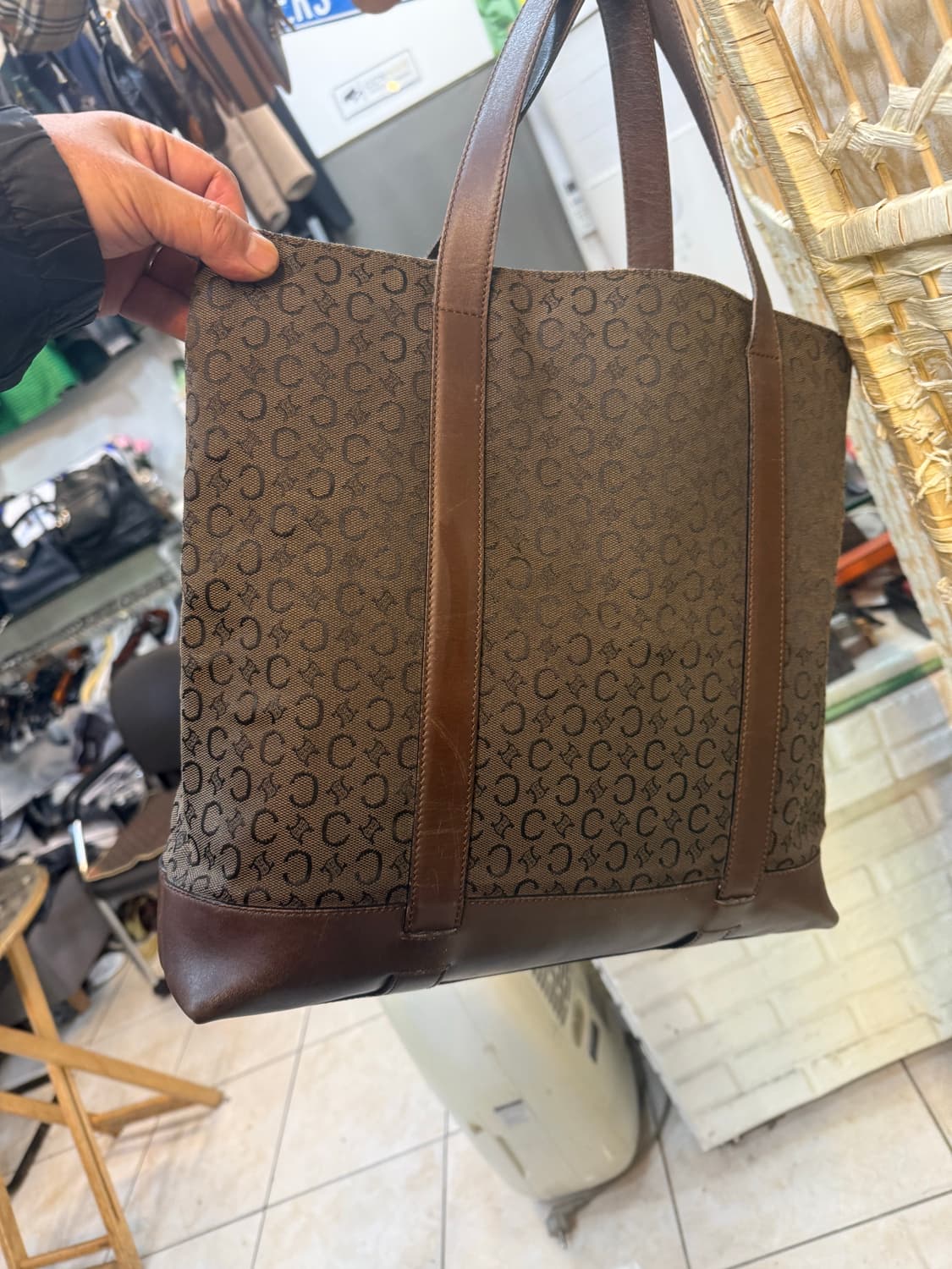 정품 셀린느 C 마카담 캔버스 가죽 토트백 팝니다 상품이미지3