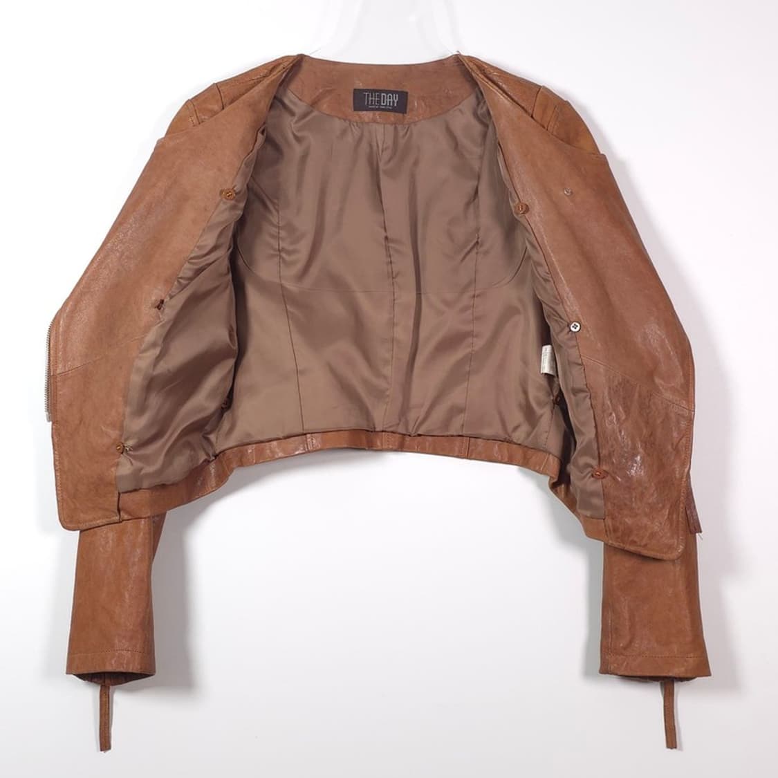 THE DAY 천연 양가죽 사선 지퍼 라이더 자켓 상품이미지5