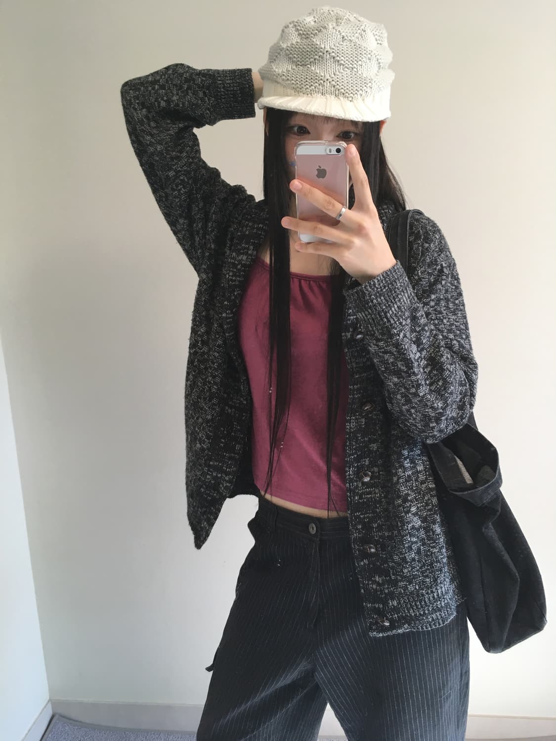 vintage shawl cardigan charcoal mix 상품이미지2