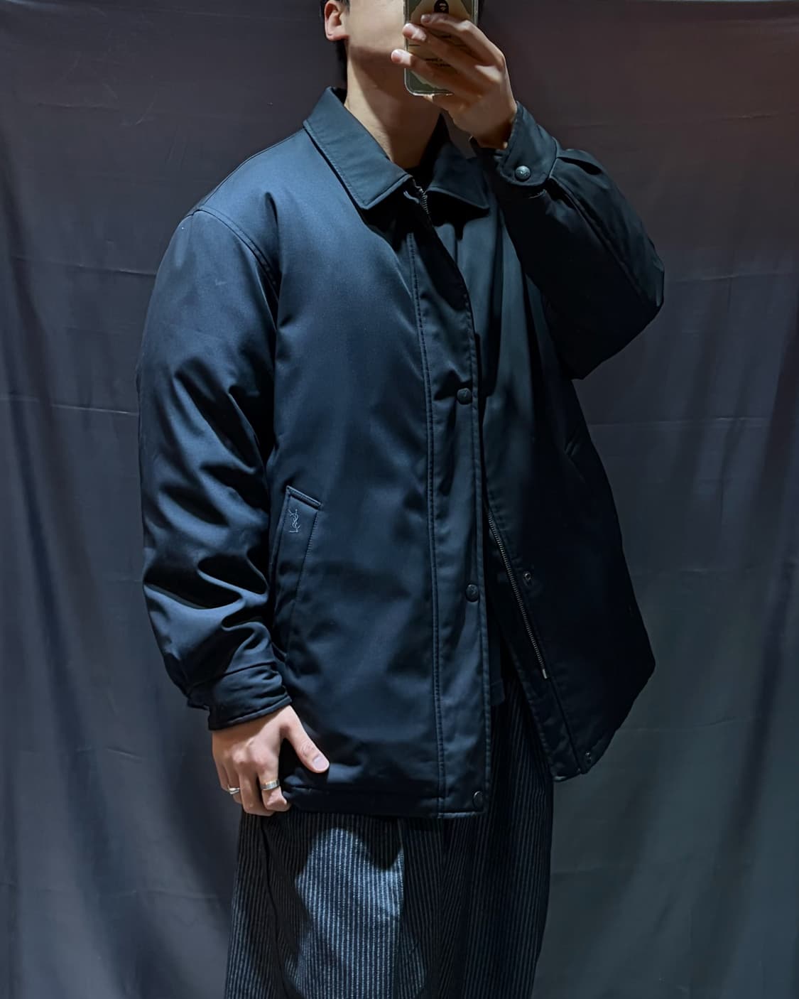 XL YSL 입생로랑 포켓 심볼로고 패디드 블랙 폴리쉘 상품이미지1