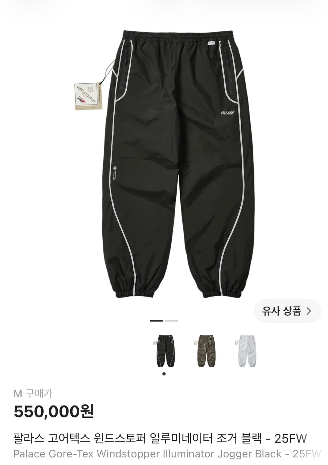 [M] 팔라스 고어텍스 원드스토퍼 일루미네이터 조거 블랙 상품이미지1