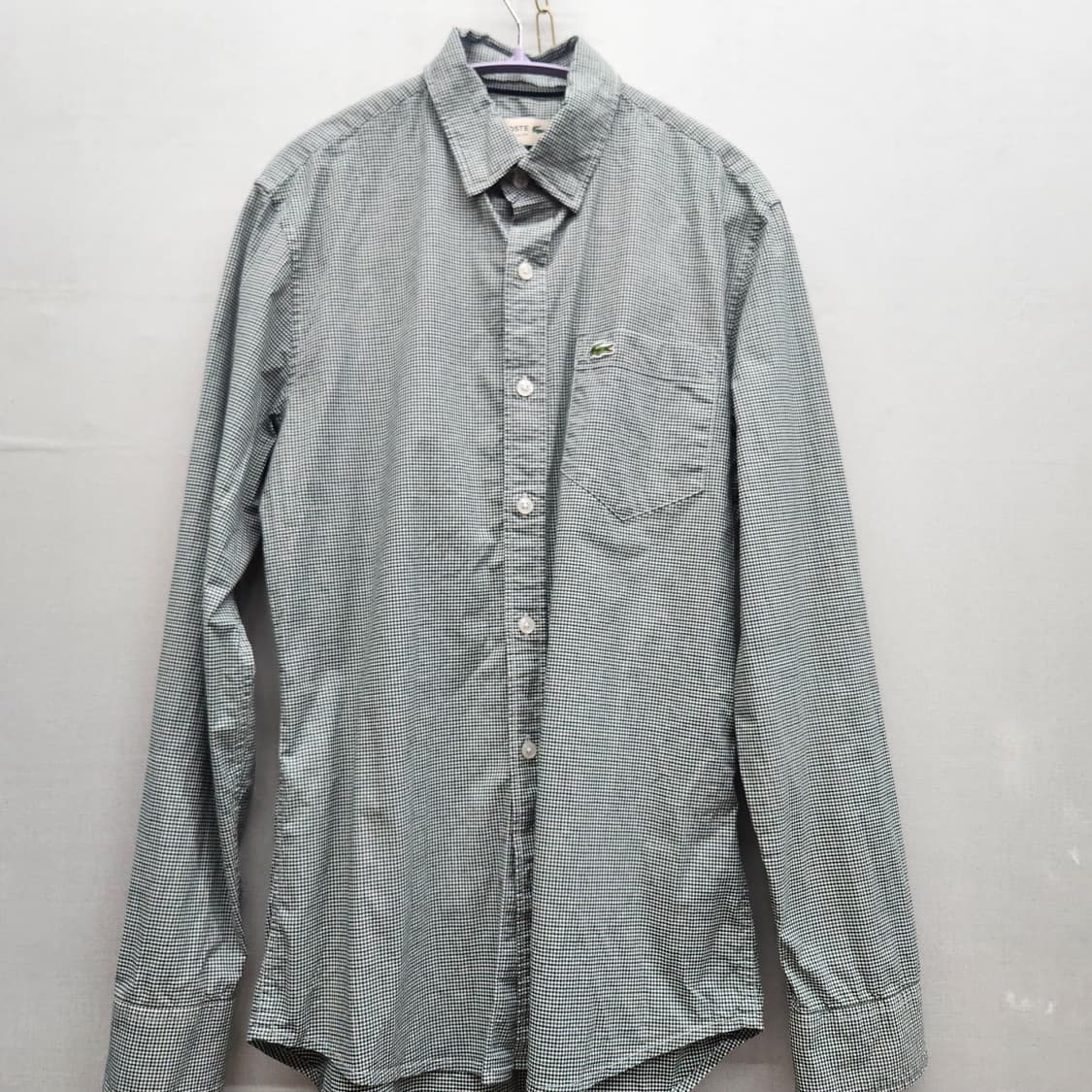 라코스테 깅엄패턴 로고 원포켓 셔츠 S(M) 상품이미지1