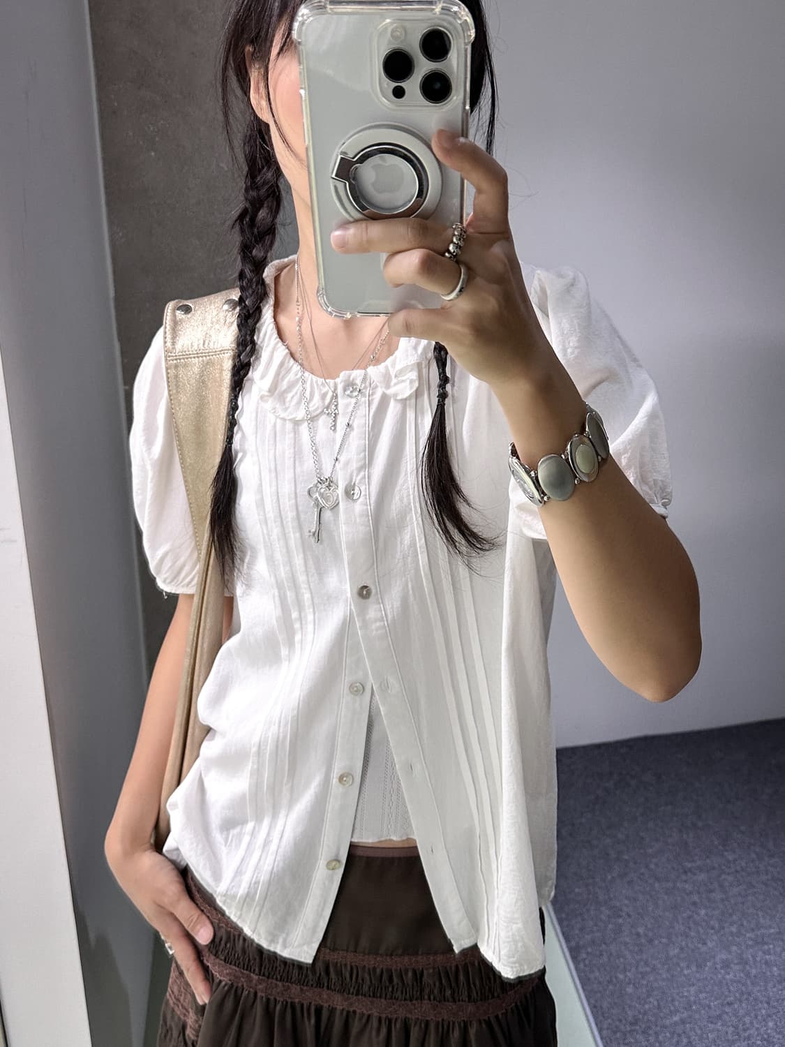 frill collar ivory summer blouse 상품이미지1