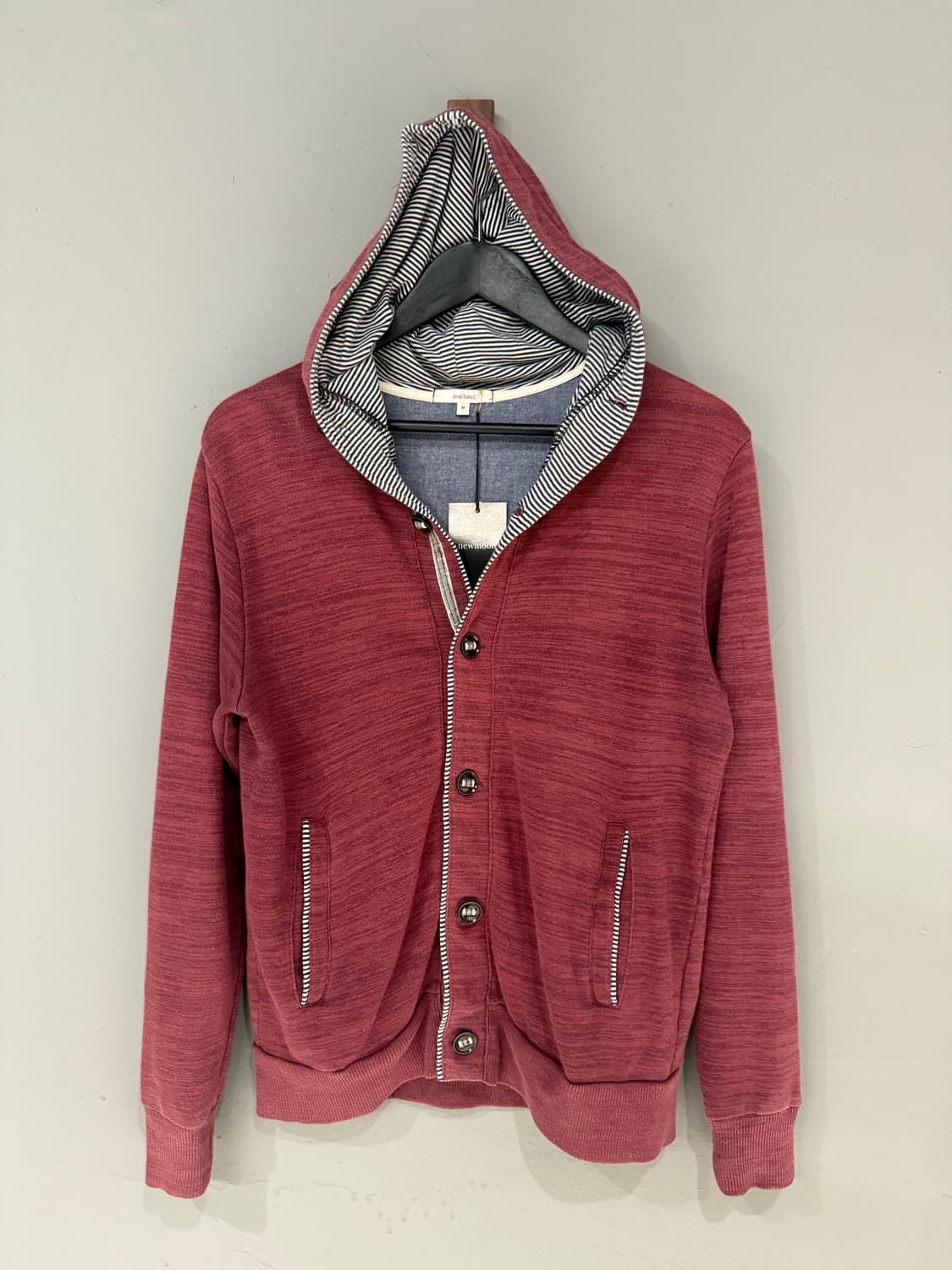 inner stripe button hood zip-up 상품이미지4