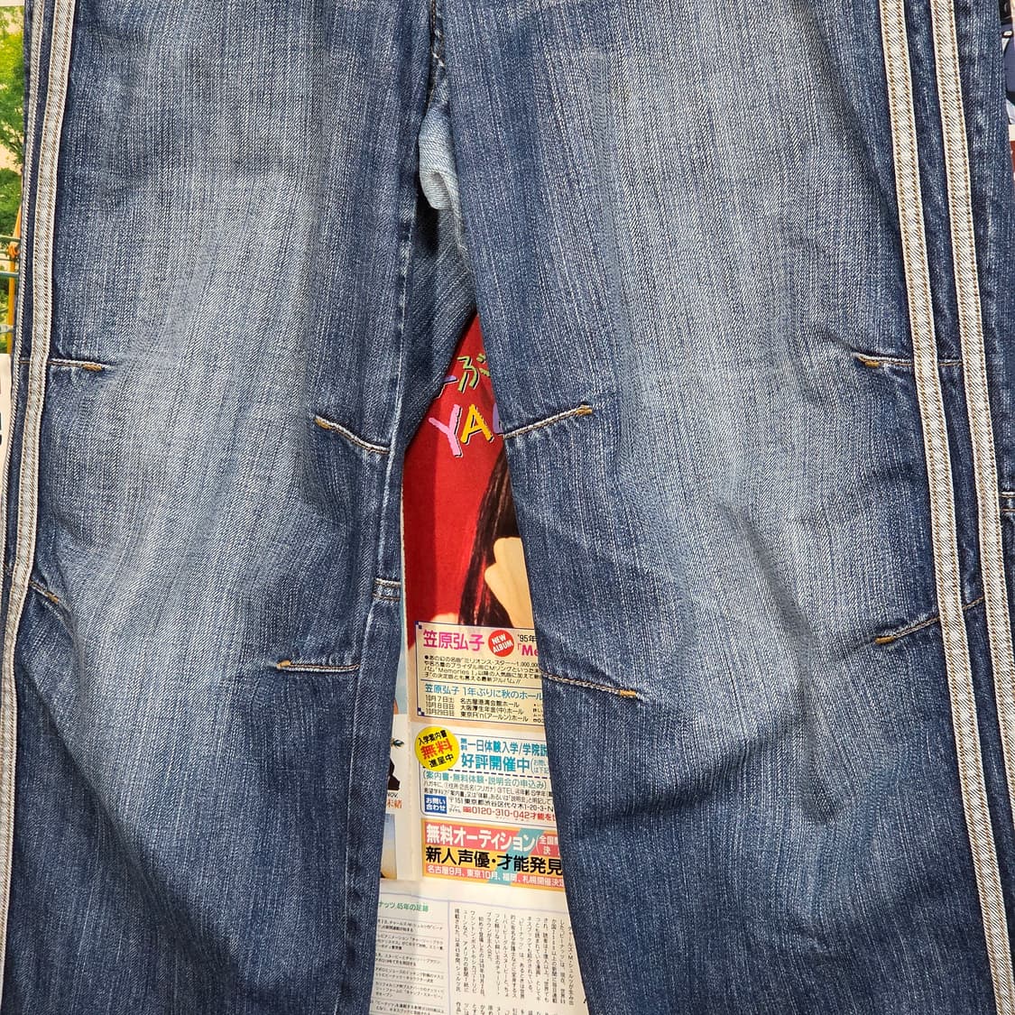 후부 사이드 라인 핀턱 와이드 데님 팬츠 상품이미지4