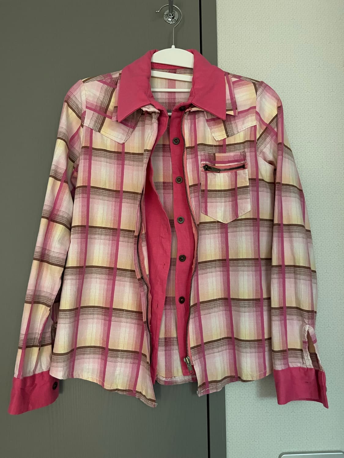 빈티지 레이어드 체크 셔츠 상품이미지1