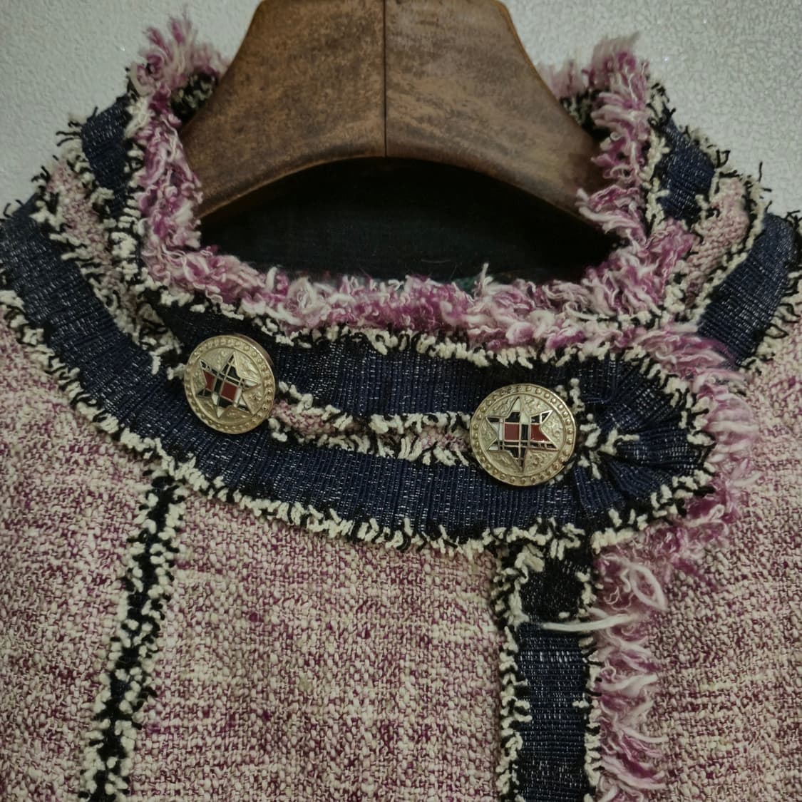 TIME 핑크 트위드 데님 배색 자켓 88-98-165 상품이미지3