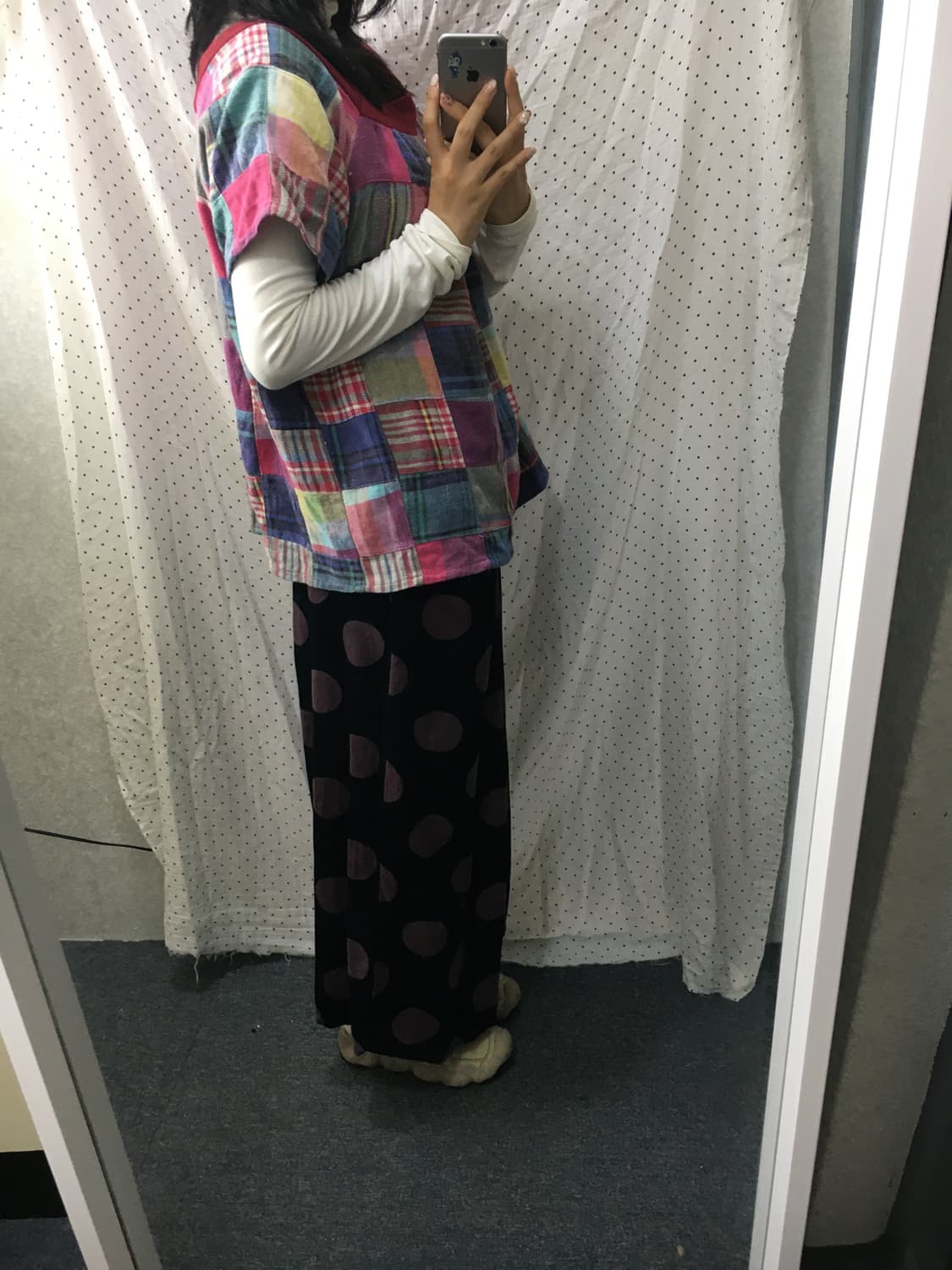 블랙 퍼플 도트 코듀로이 바지 상품이미지3