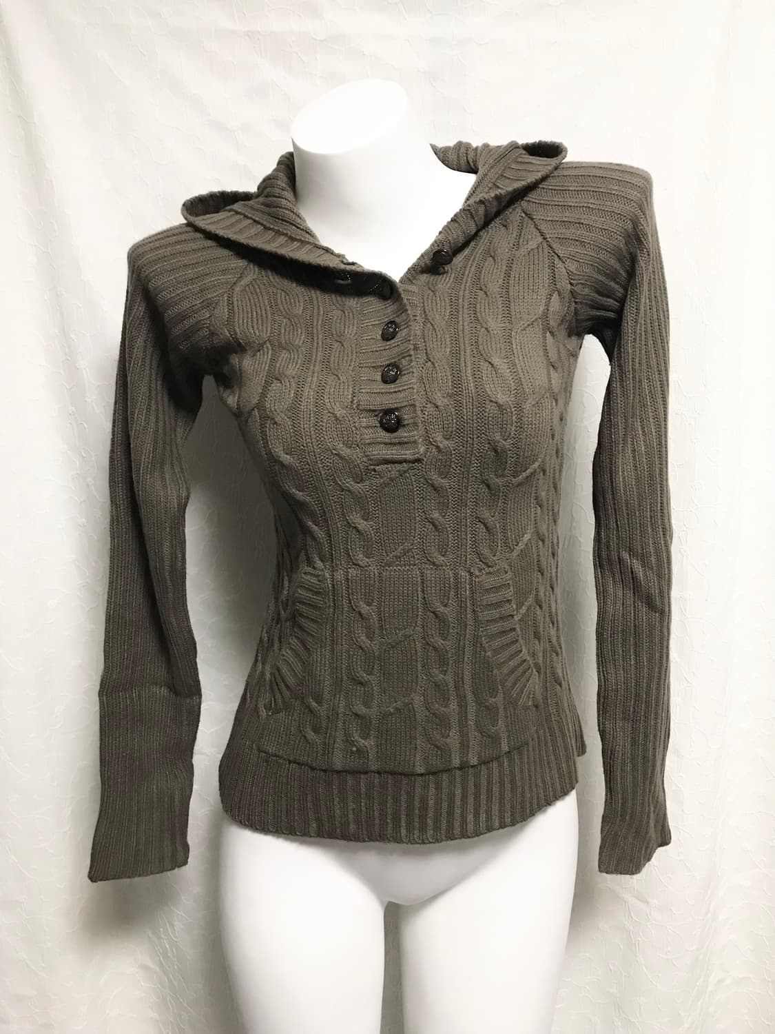 빈티지 cornflake 00s y2k 버튼 니트 후드 롱슬리브 탑 상품이미지1