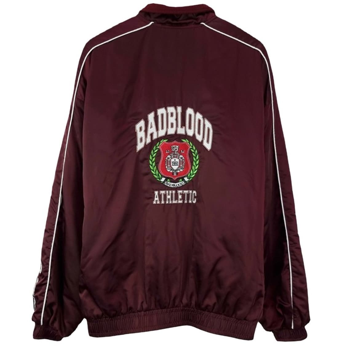 [배드블러드] 그래픽 자수 오버핏 사틴 블루종 자켓 버건디 M19213 상품이미지3