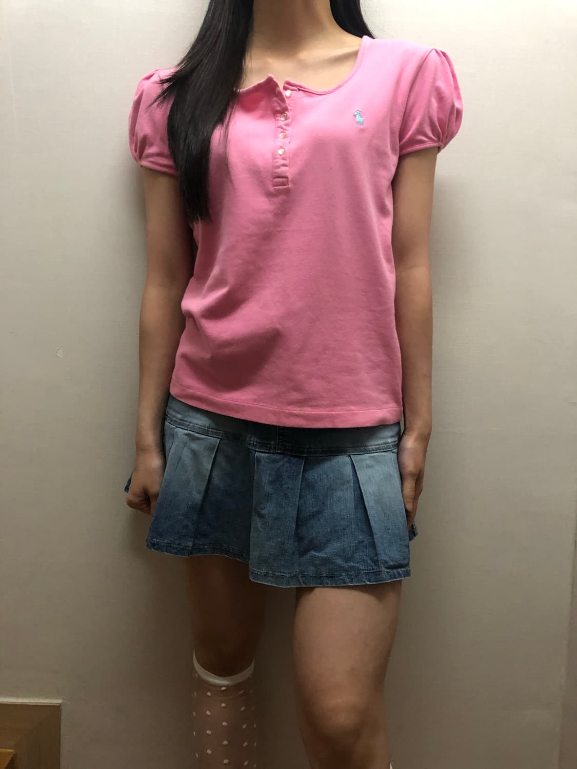 빈티지 데님 플리츠 미니 스커트 상품이미지4