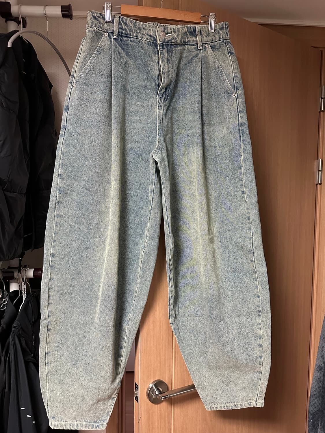 엑스톤즈 빅 와이드 벌룬 데님 팬츠 블루 상품이미지3