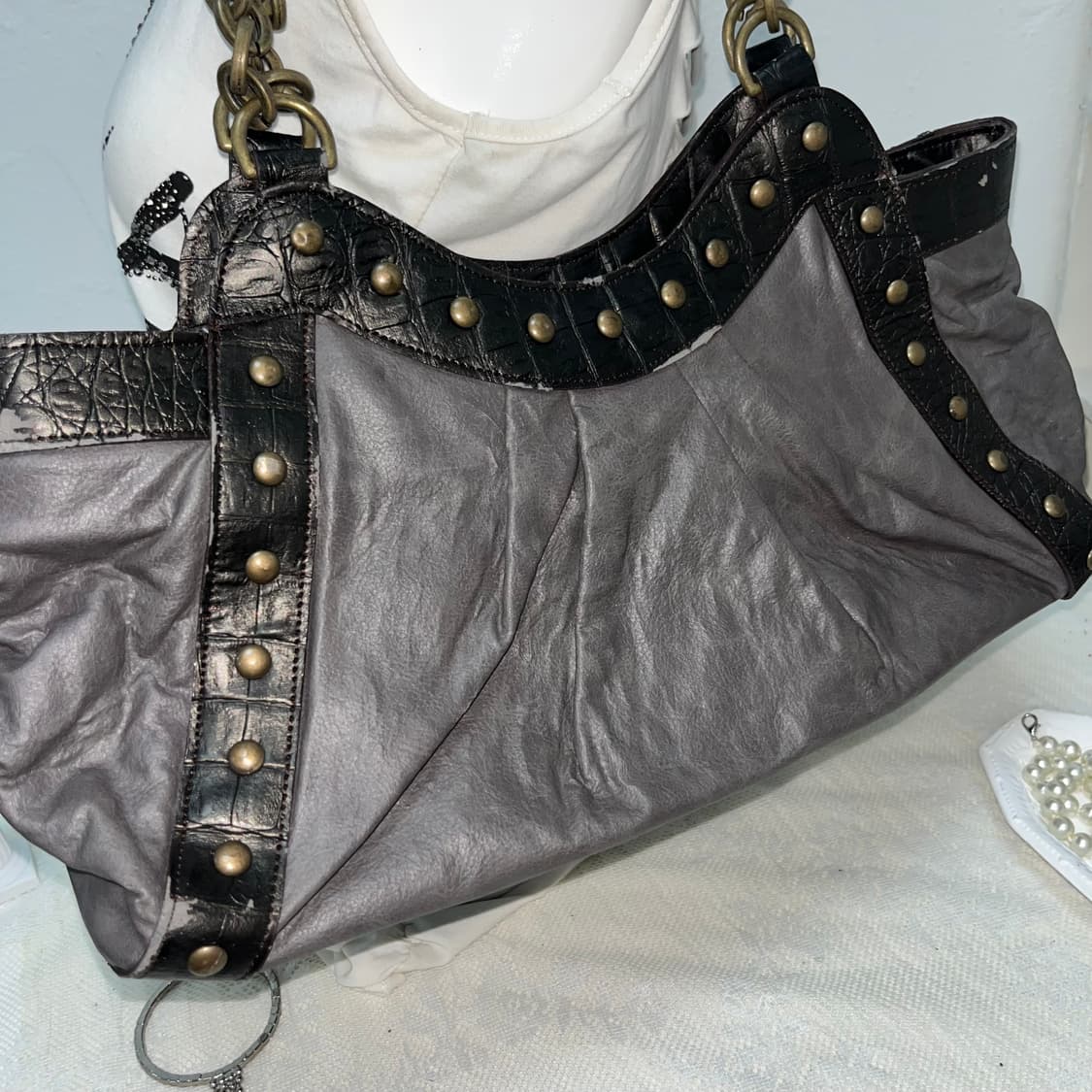 빈티지 토프 브라운 스터드백 상품이미지2