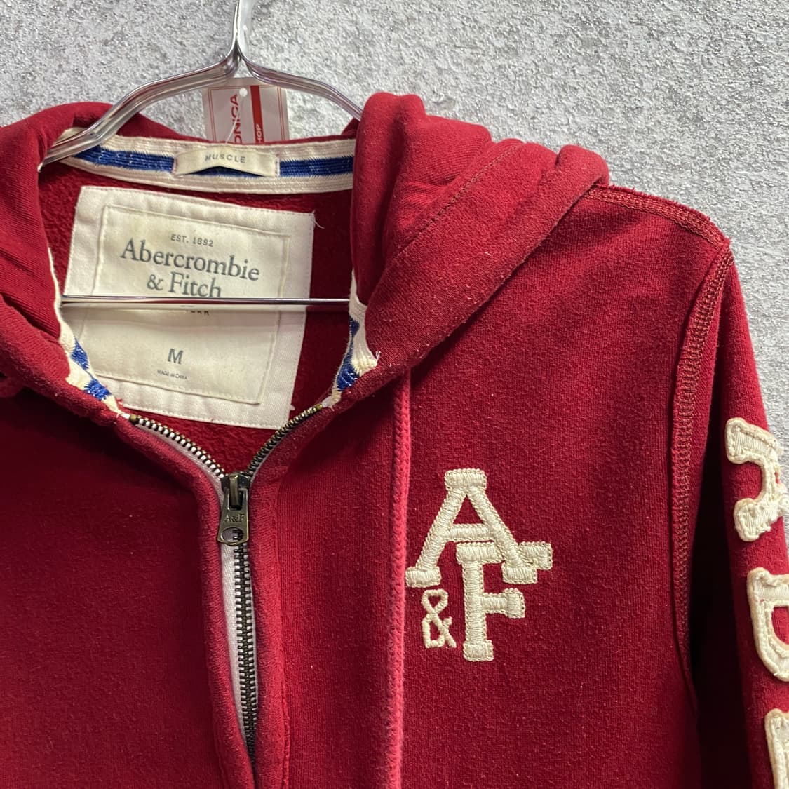 아베크롬비 앤 피치 암로고 버건디 후드집업 B4609 상품이미지3