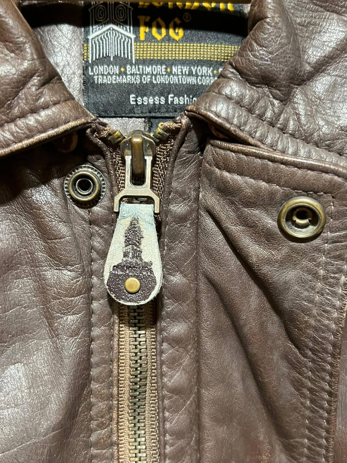 90s [95] 런던포그 소가죽 빈티지 블루종 가죽자켓 상품이미지4