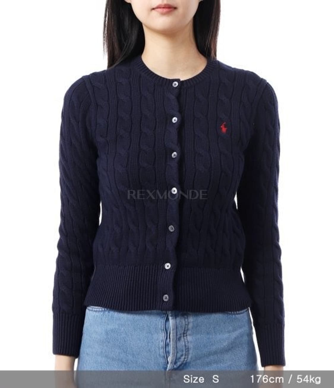 새상품(M)폴로 랄프로렌 자수 로고 케이블 니트 가디건 네이비 상품이미지6