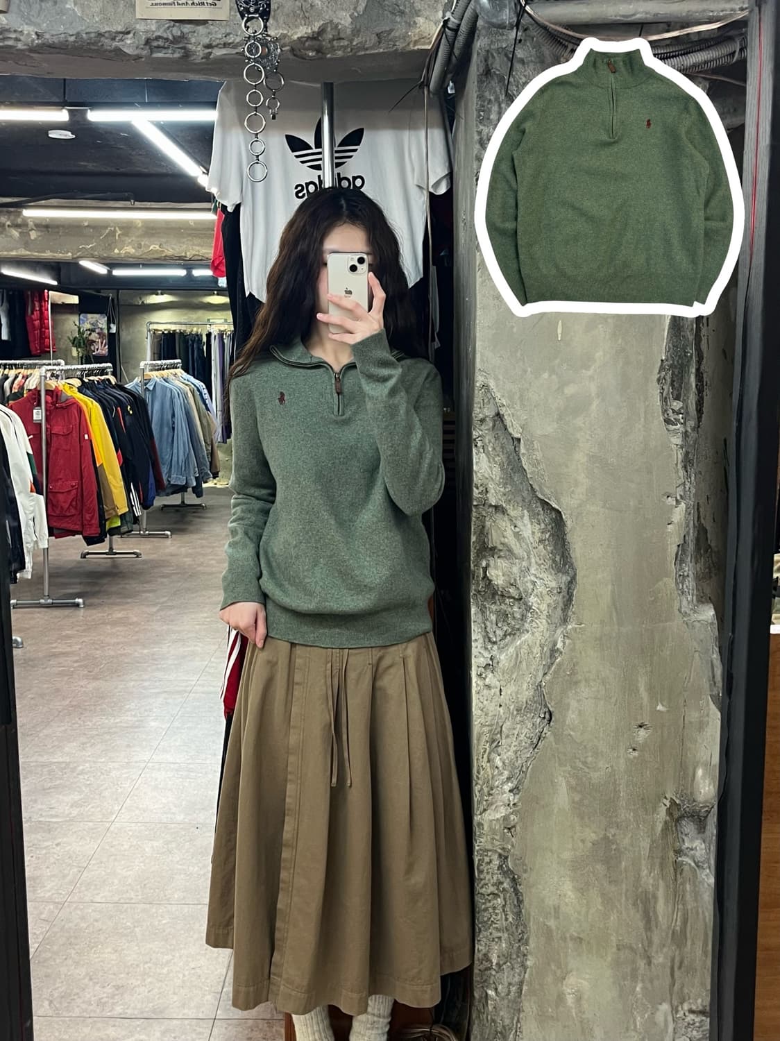 폴로 랄프로렌 반집업 니트 그린 XL #csz2341 상품이미지1