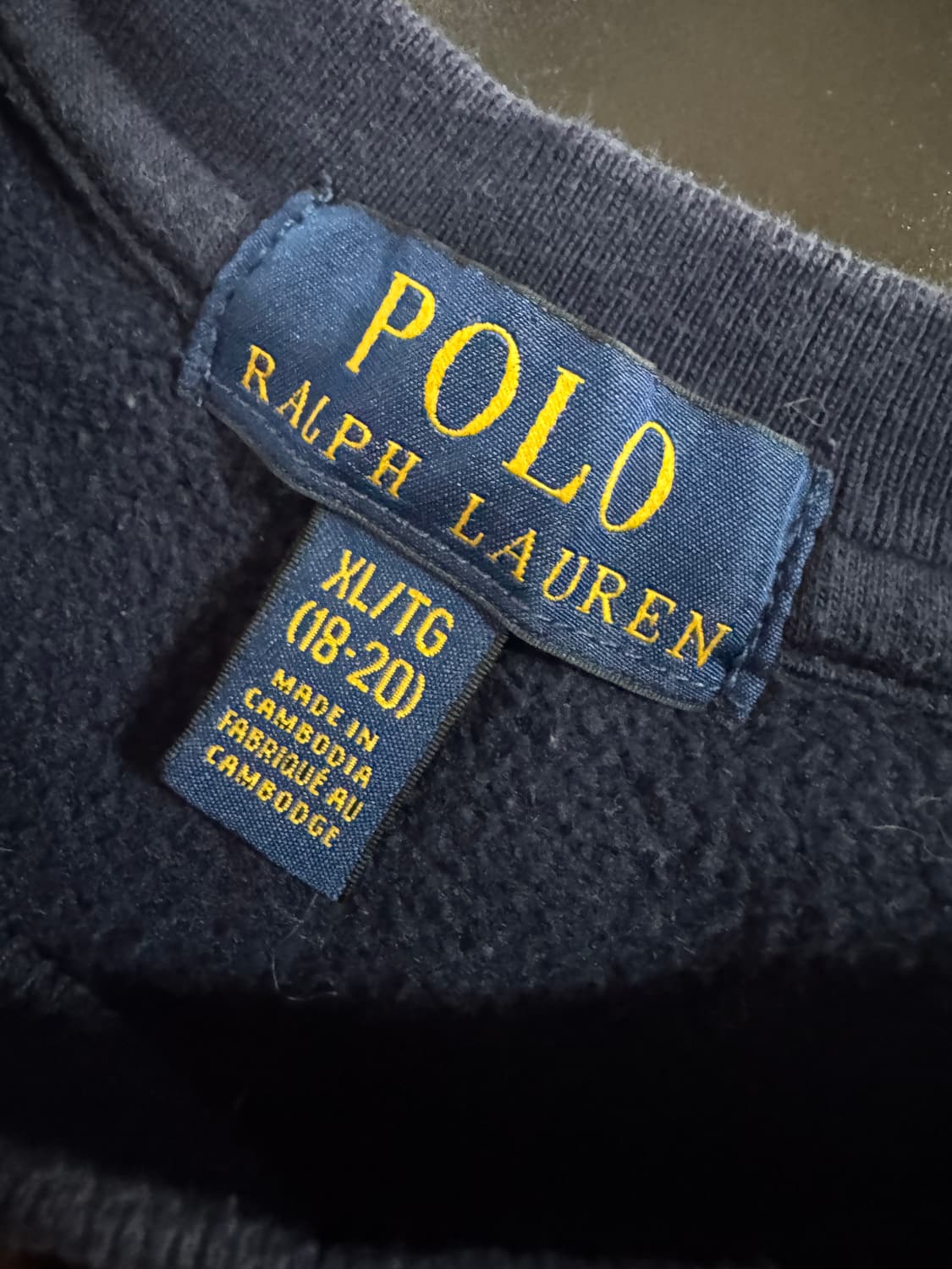 정품!! 폴로 랄프로렌 신형라벨 기모 맨투맨 18-20 네이비 상품이미지3