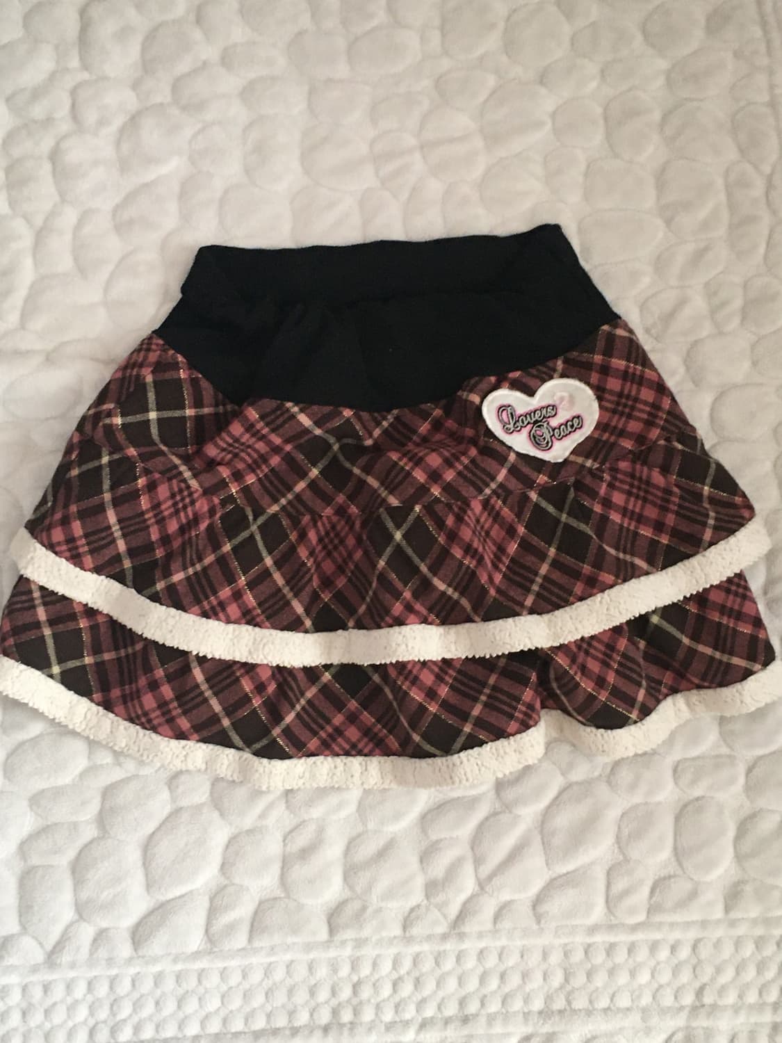 빈티지 레드 블랙 하트 체크 캉캉 스커트 치마 갸루 라떼 오네 히메 상품이미지1