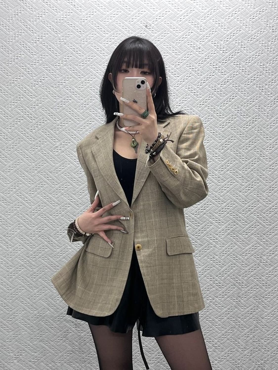 버버리 빈티지 모던캐주얼 울린넨 체크 블레이저 자켓 95 C10980 상품이미지2