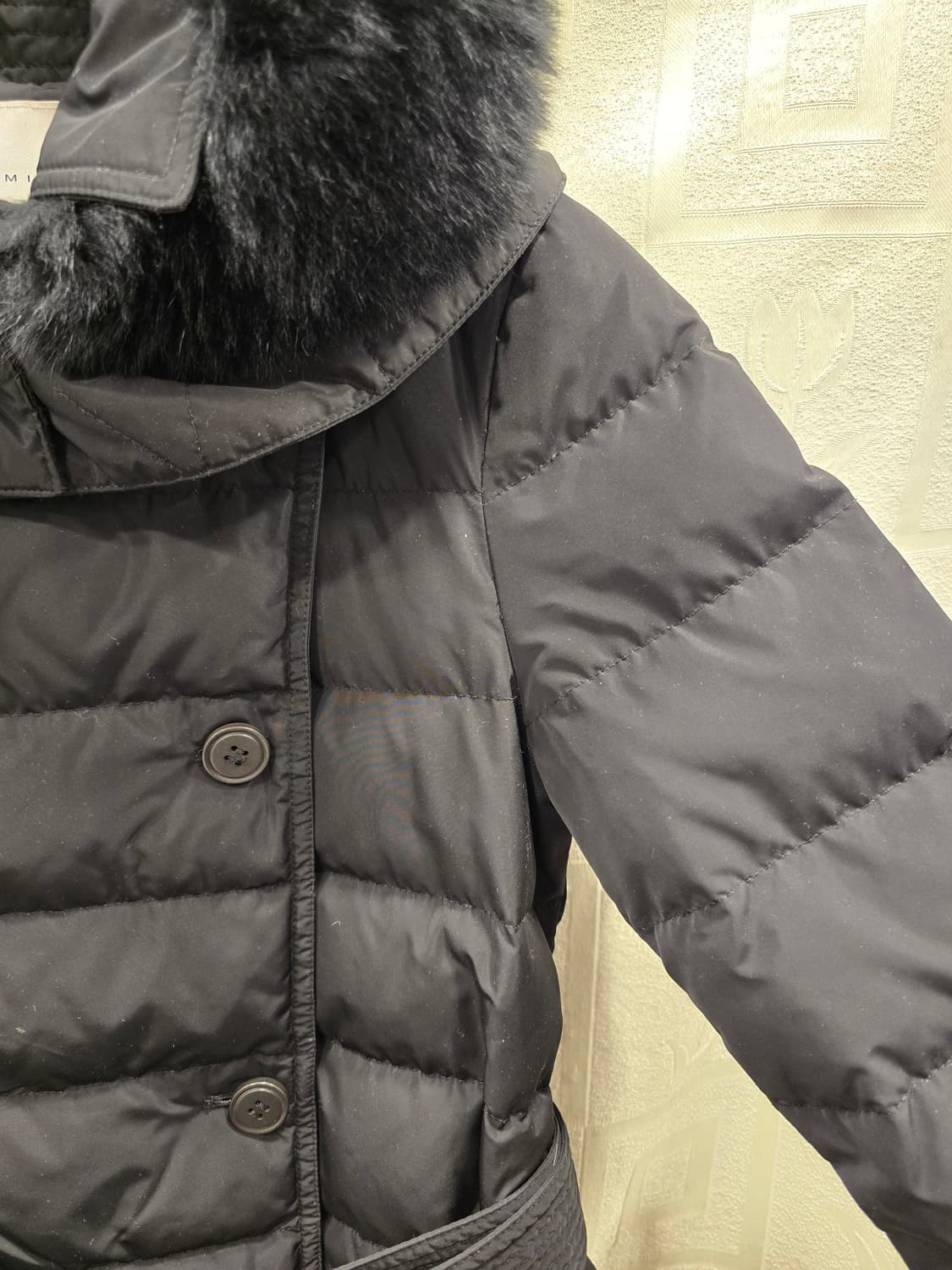 잇미샤 블랙 덕다운 더블 롱패딩 코트 XS(44) 상품이미지3