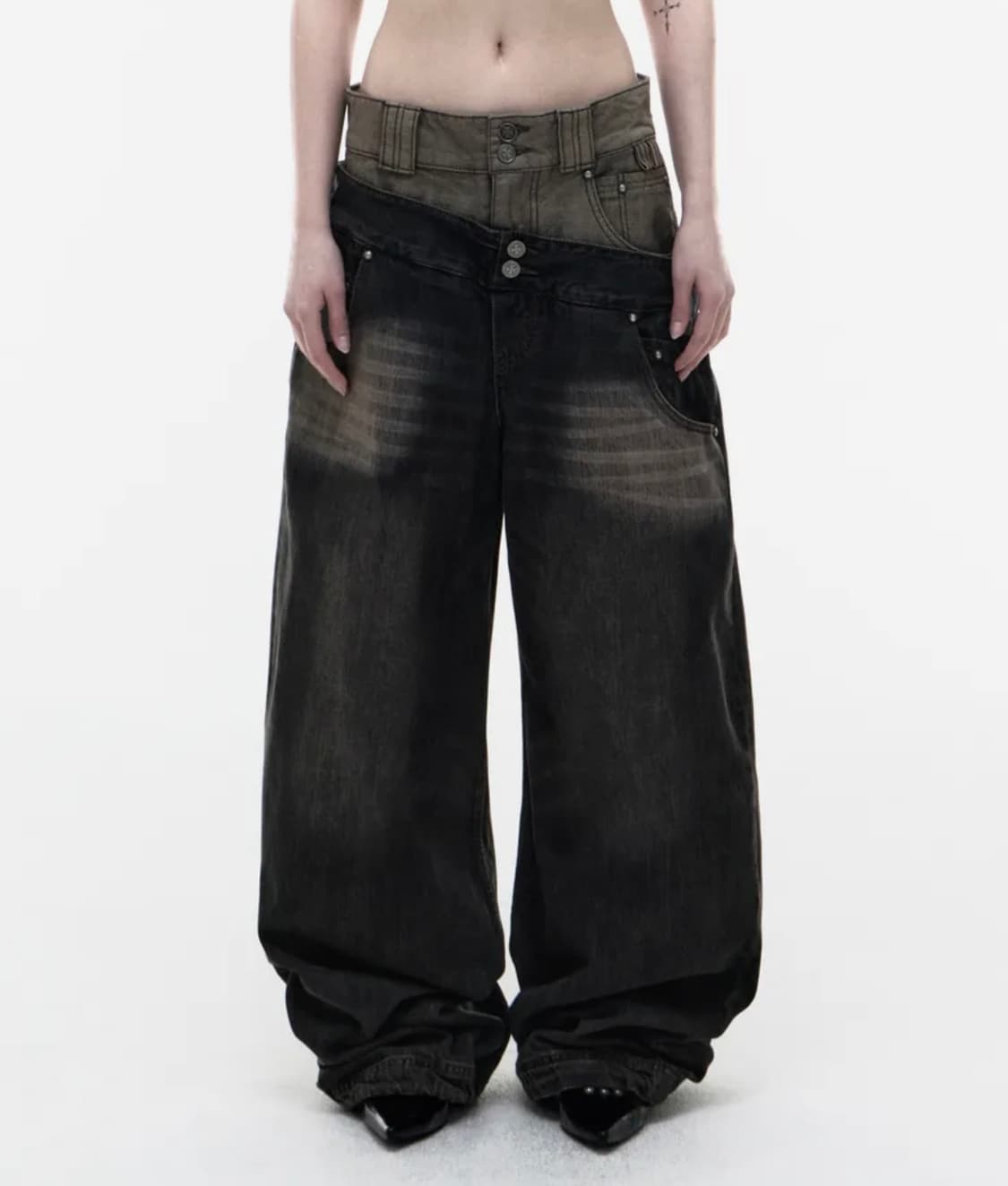 Op. 09 DUAL OBLIQUE DENIM PANTS B/BL ACK 상품이미지1