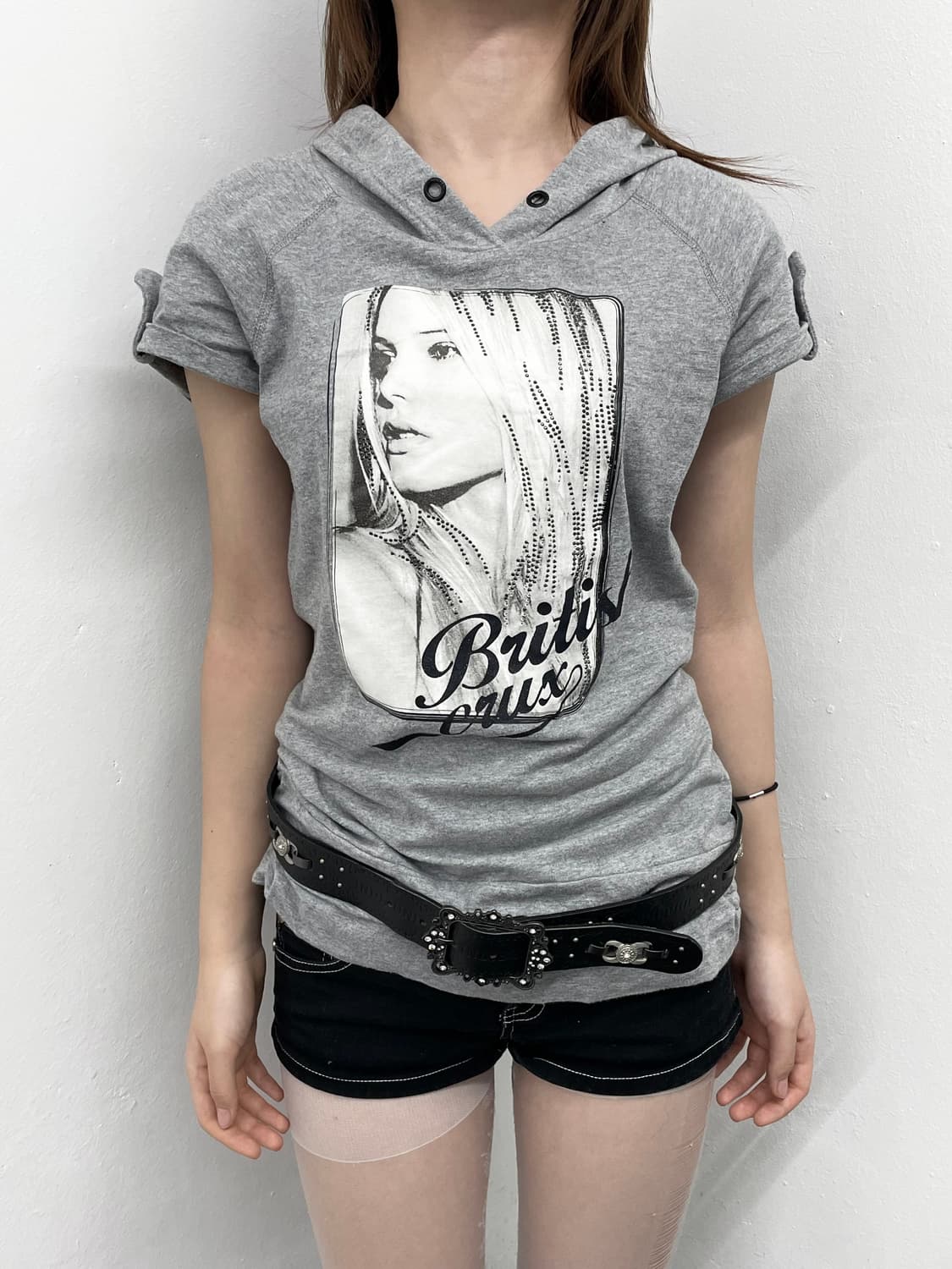 y2k 큐빅 후드 탑 상품이미지1