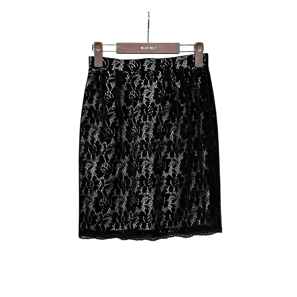 JPN VINTAGE 미니 스커트 플라워 레이스 시스루 디테일 블랙 상품이미지1