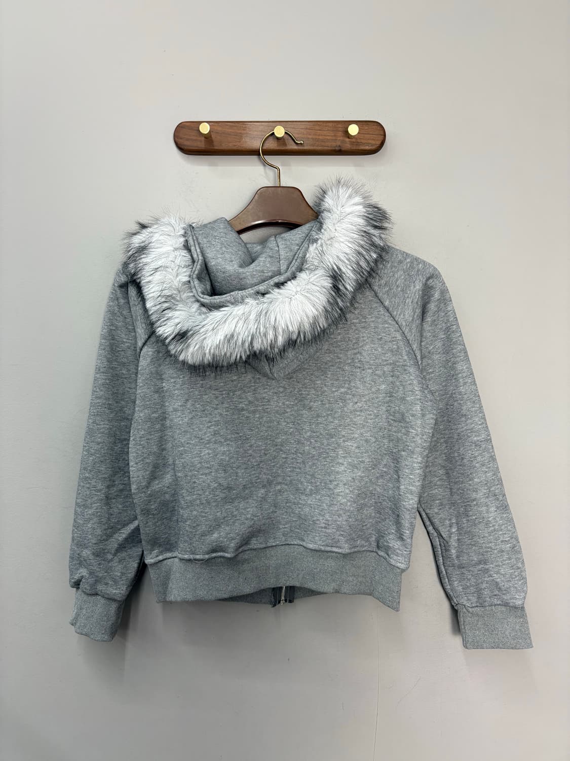 빈티지 금장 포인트 y2k 그레이 퍼 후드집업 ( 퍼 탈부착 가능) A3 상품이미지5