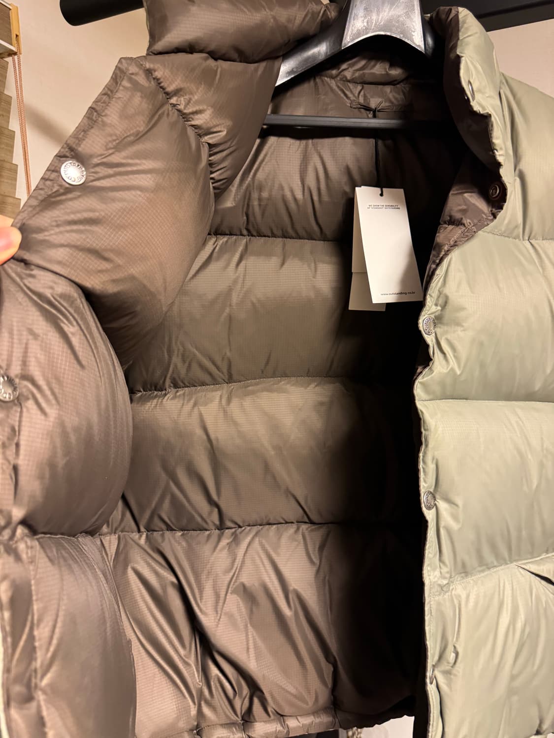 아웃스탠딩 리버서블 패딩조끼 다운 베스트 카키/브라운 L사이즈 상품이미지5