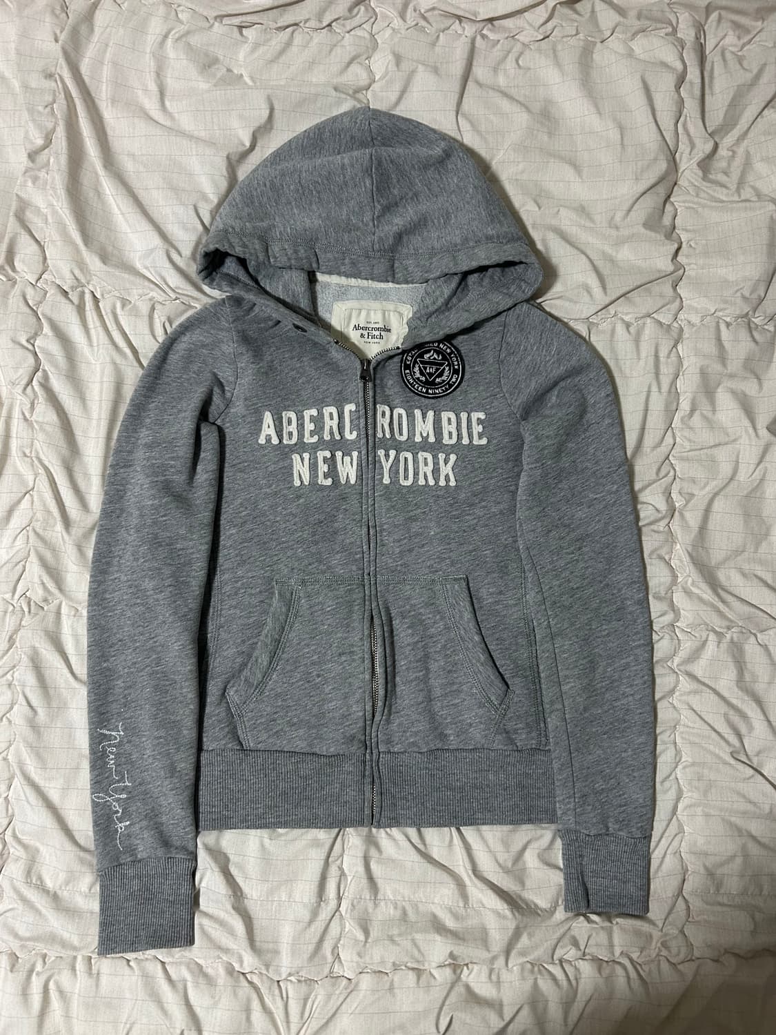아베크롬비 패치 로고 그레이 후드집업 상품이미지2