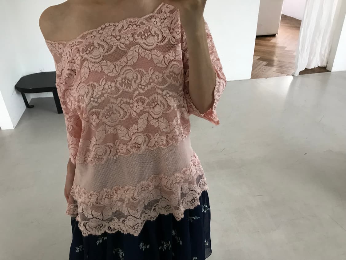 vintage pink lace top 상품이미지6