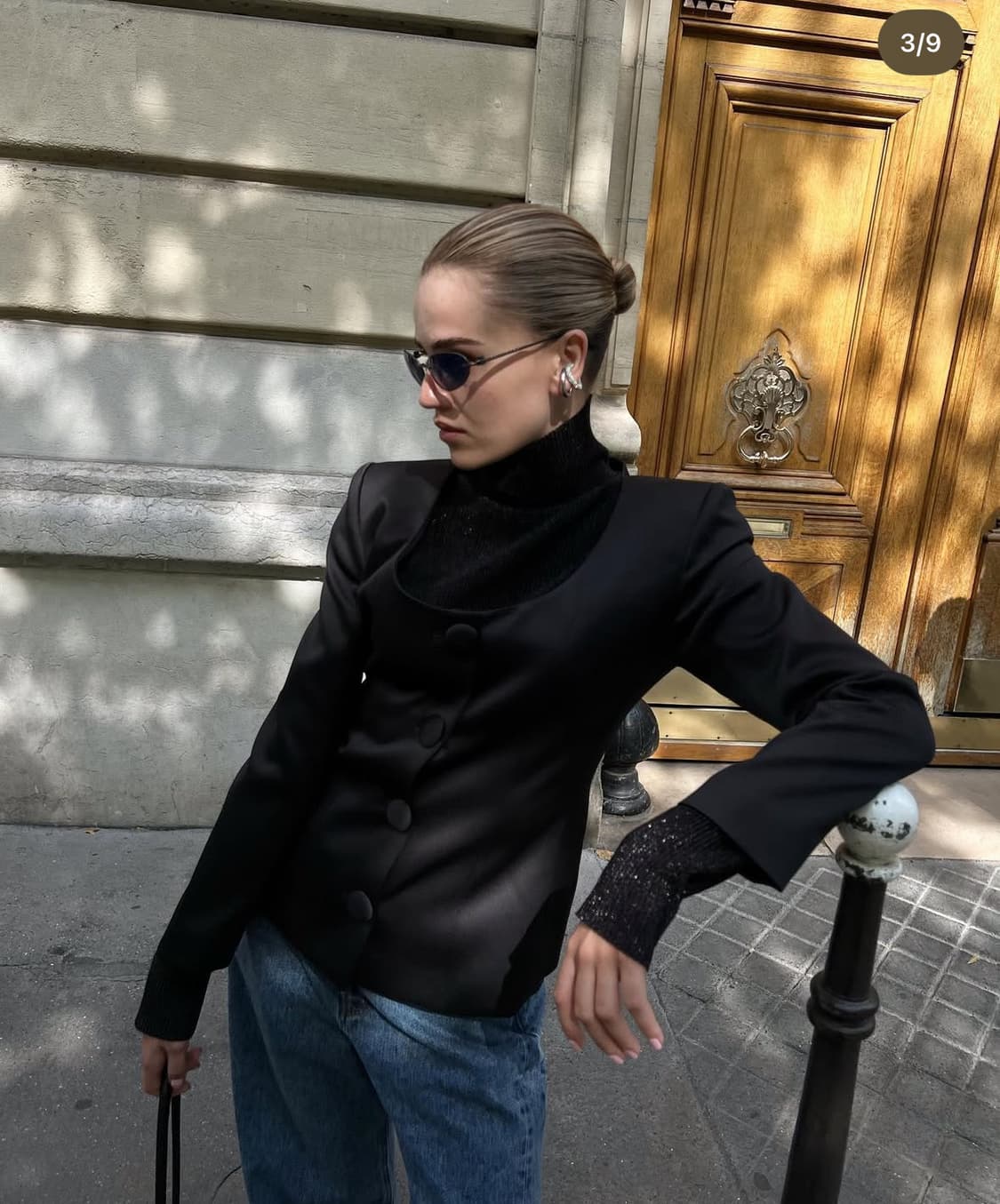 드래곤블루스 스쿱넥 새틴 자켓 - 블랙 상품이미지2