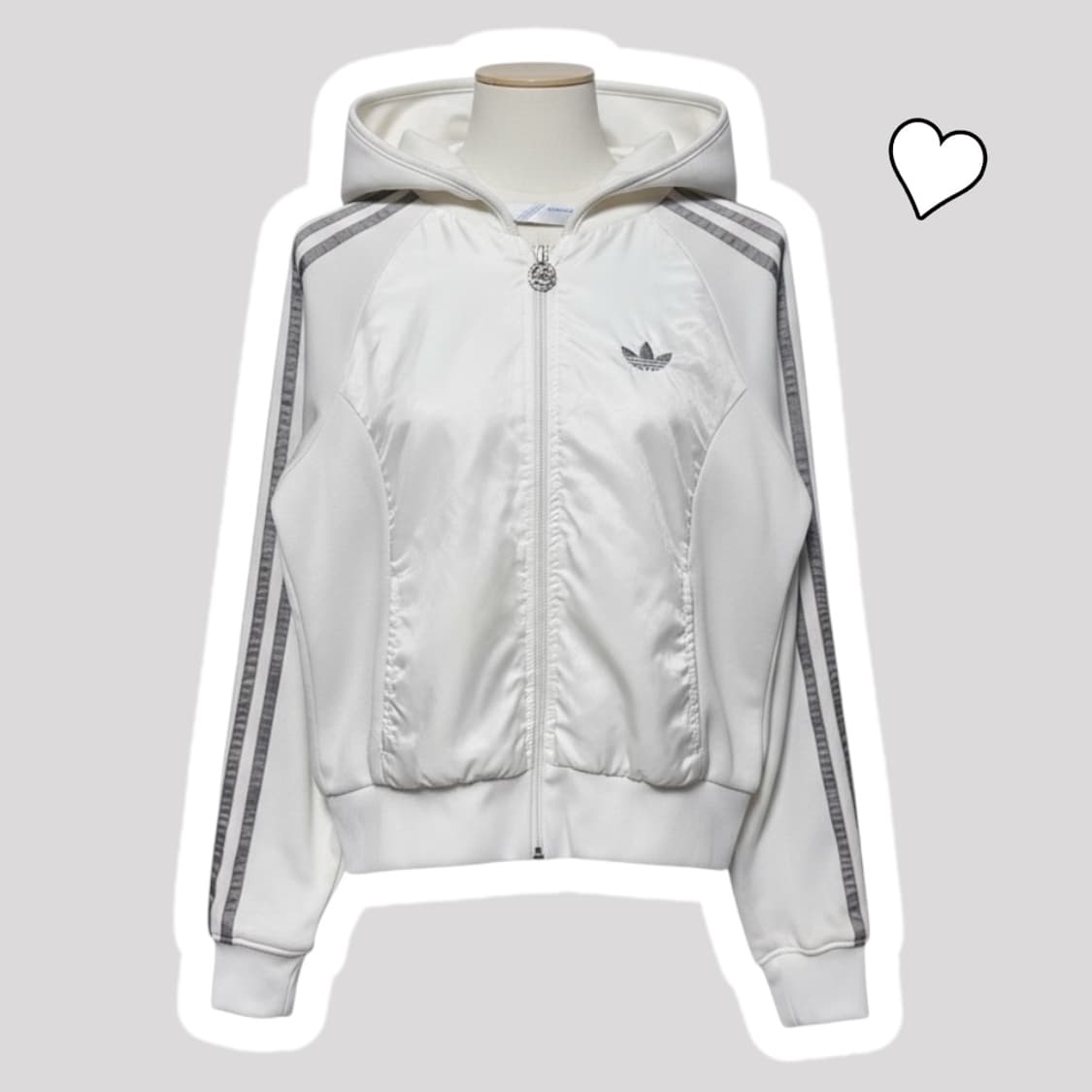 여성 아디다스 화이트 실버  트랙탑 져지 후드 상품이미지1