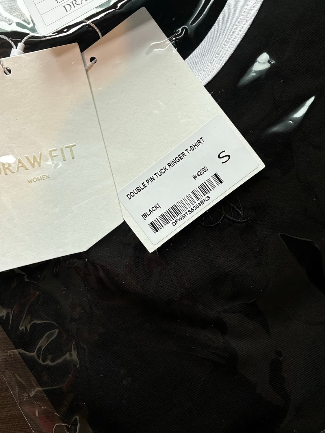 (새상품)(S) 드로우핏 우먼 더블 핀턱 링거 티셔츠 [BLACK] 반팔 상품이미지8
